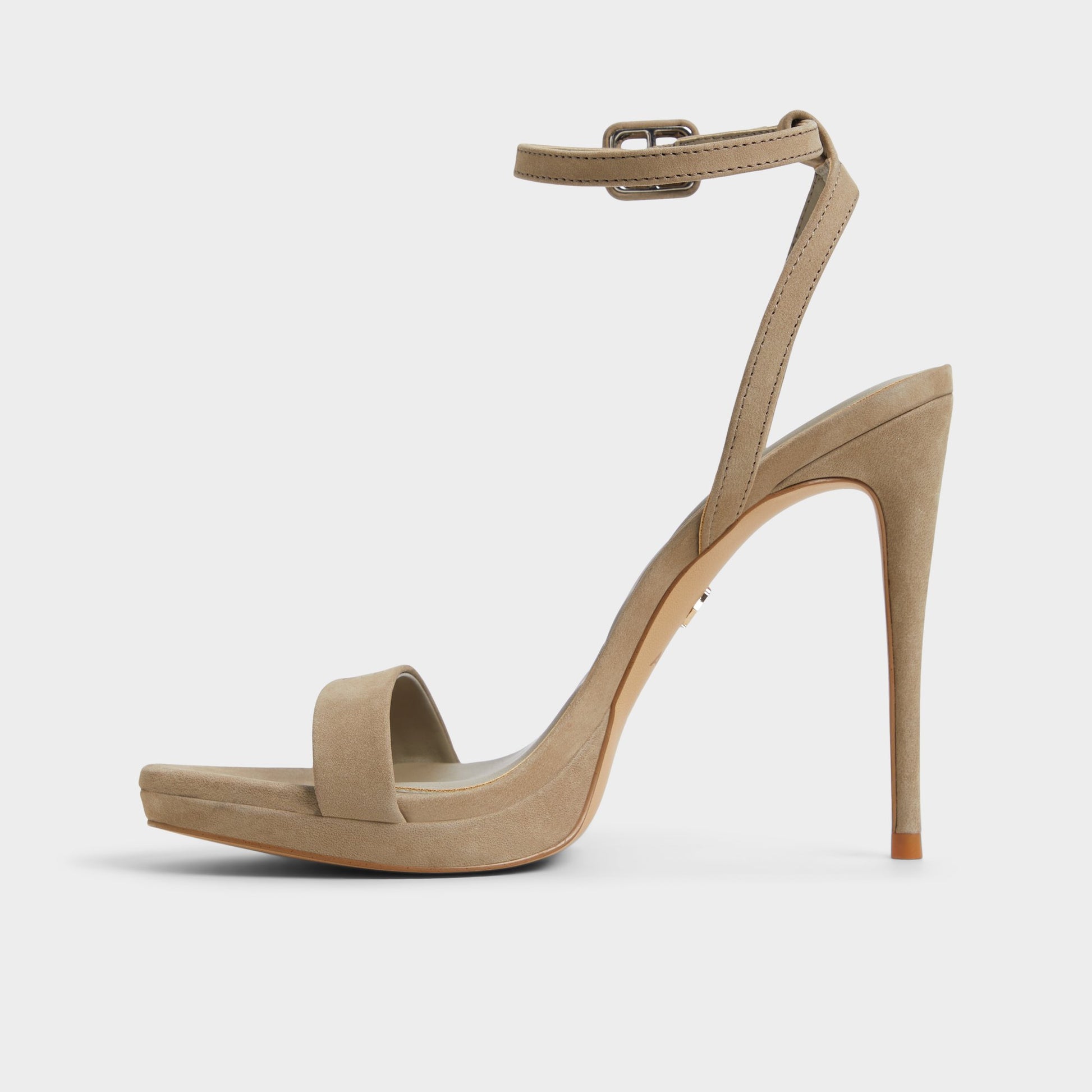 Side view of Other Green Katelina Strappy heeled sandal