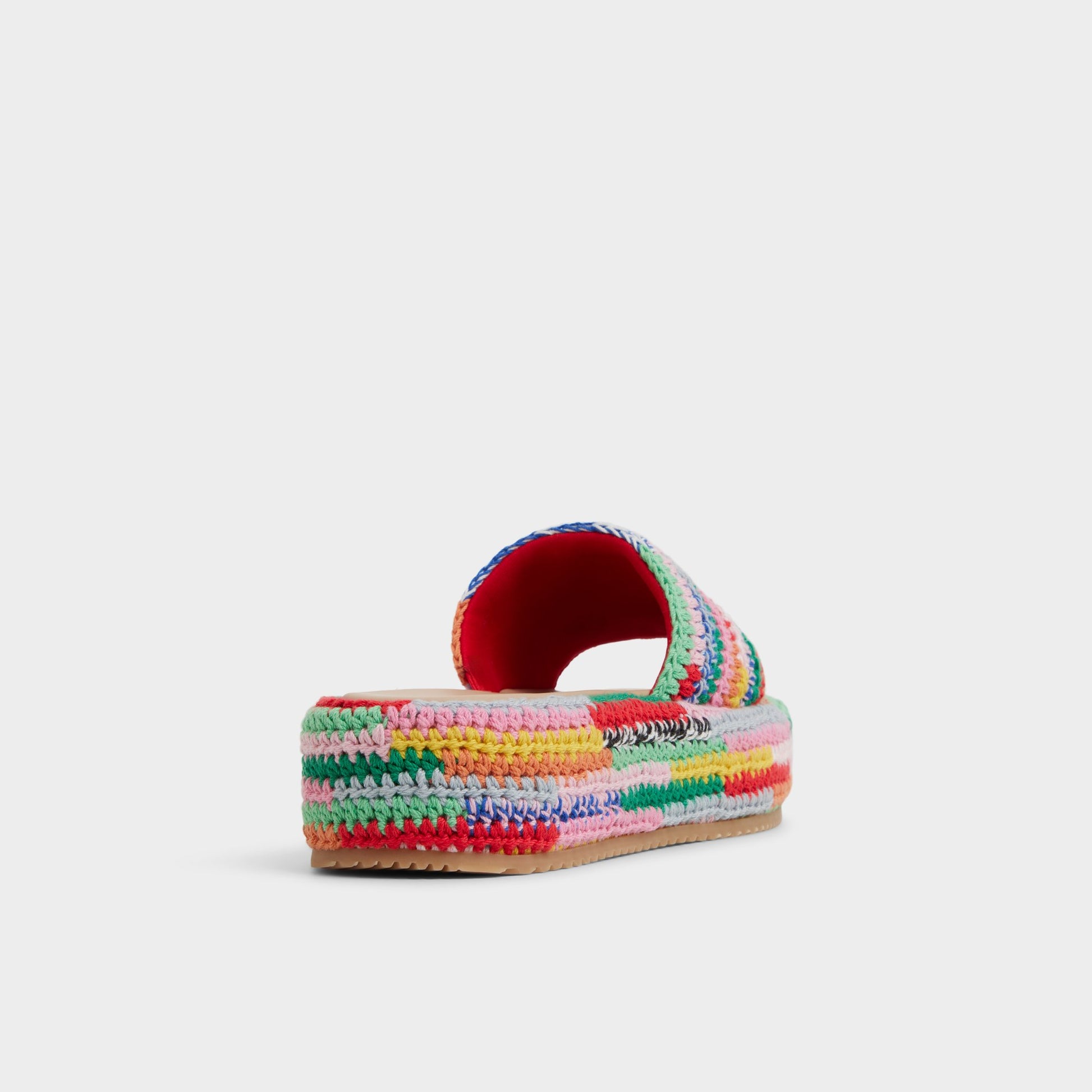 Three-quarter angle of Bright Multi Bohemina Flatform sandal's back side