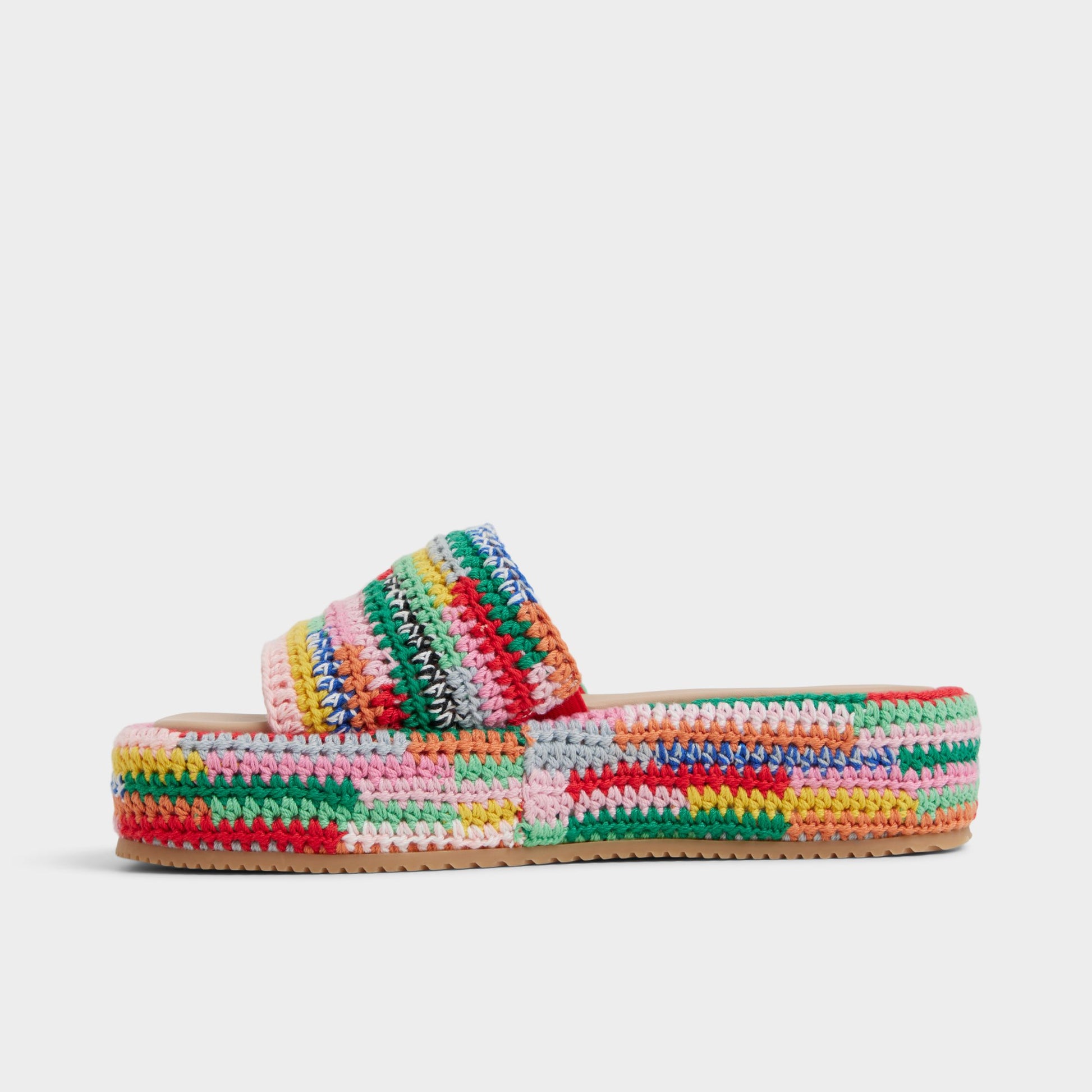 Side view of Bright Multi Bohemina Flatform sandal