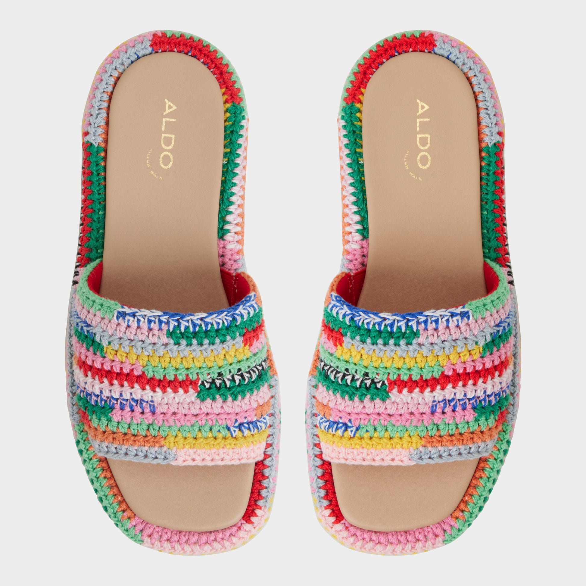 Top-down view of the Bright Multi Bohemina Flatform sandal