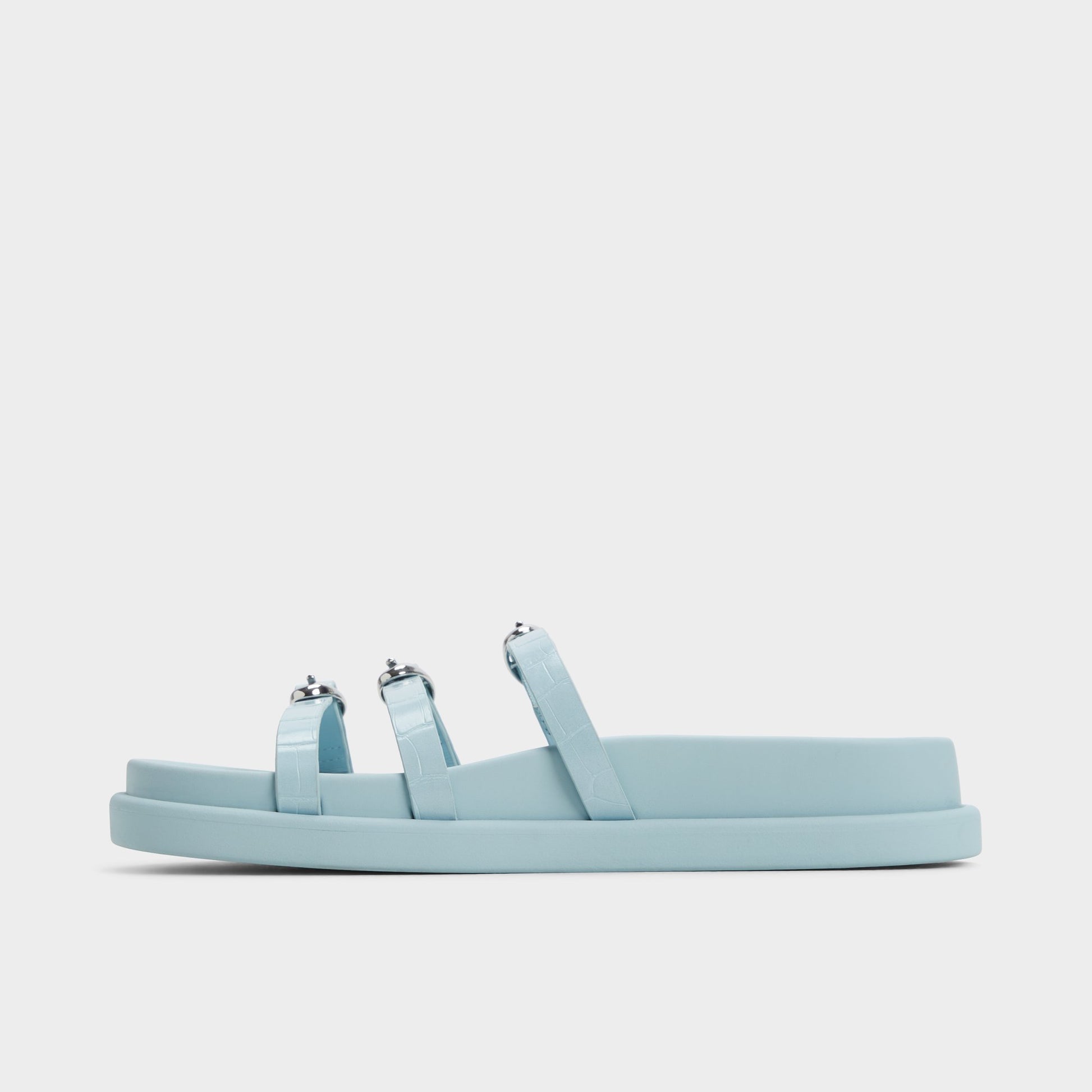 Side view of Pastel Blue Zephyra Footbed sandal