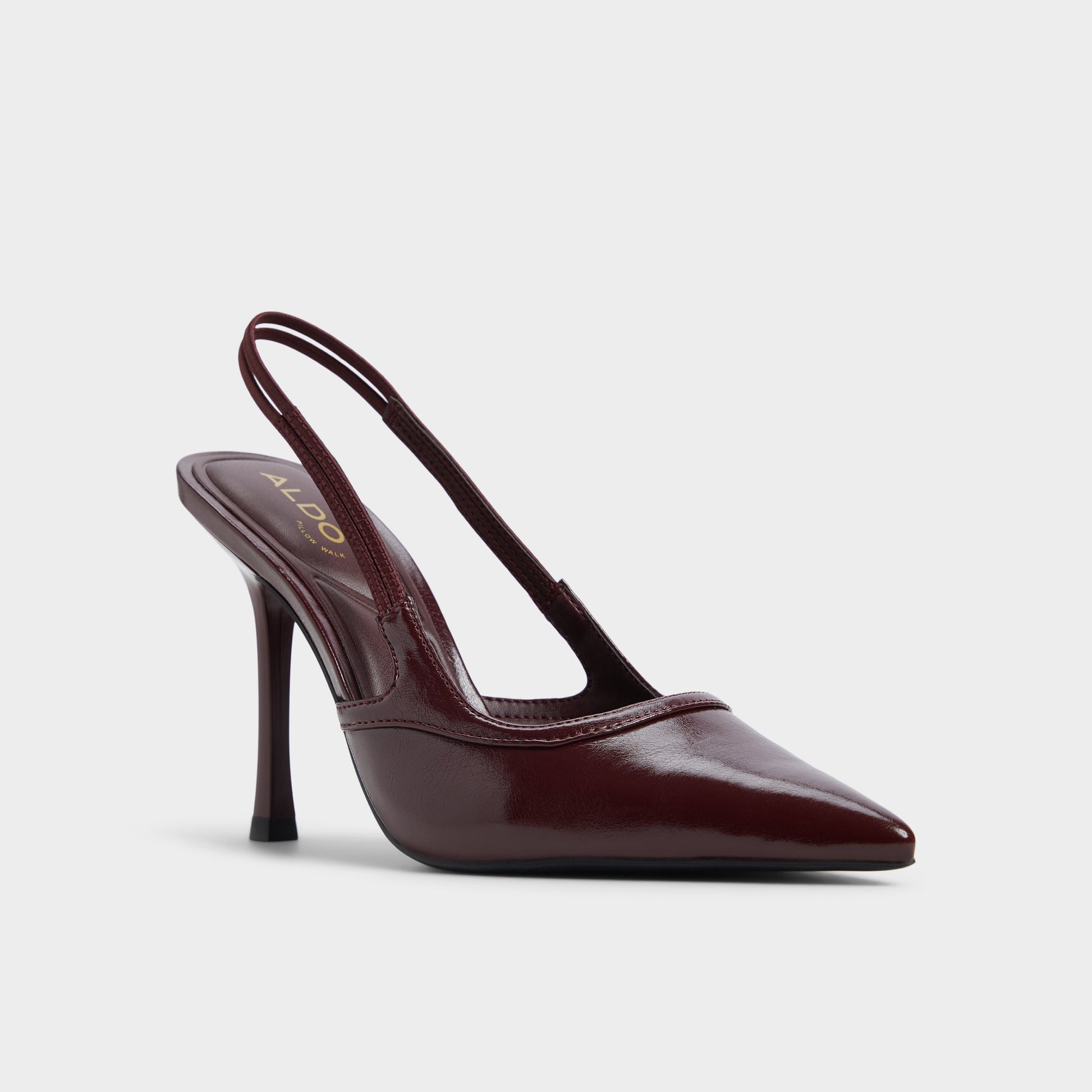 Three-quarter angle of Bordo Evania Slingback heel's front side