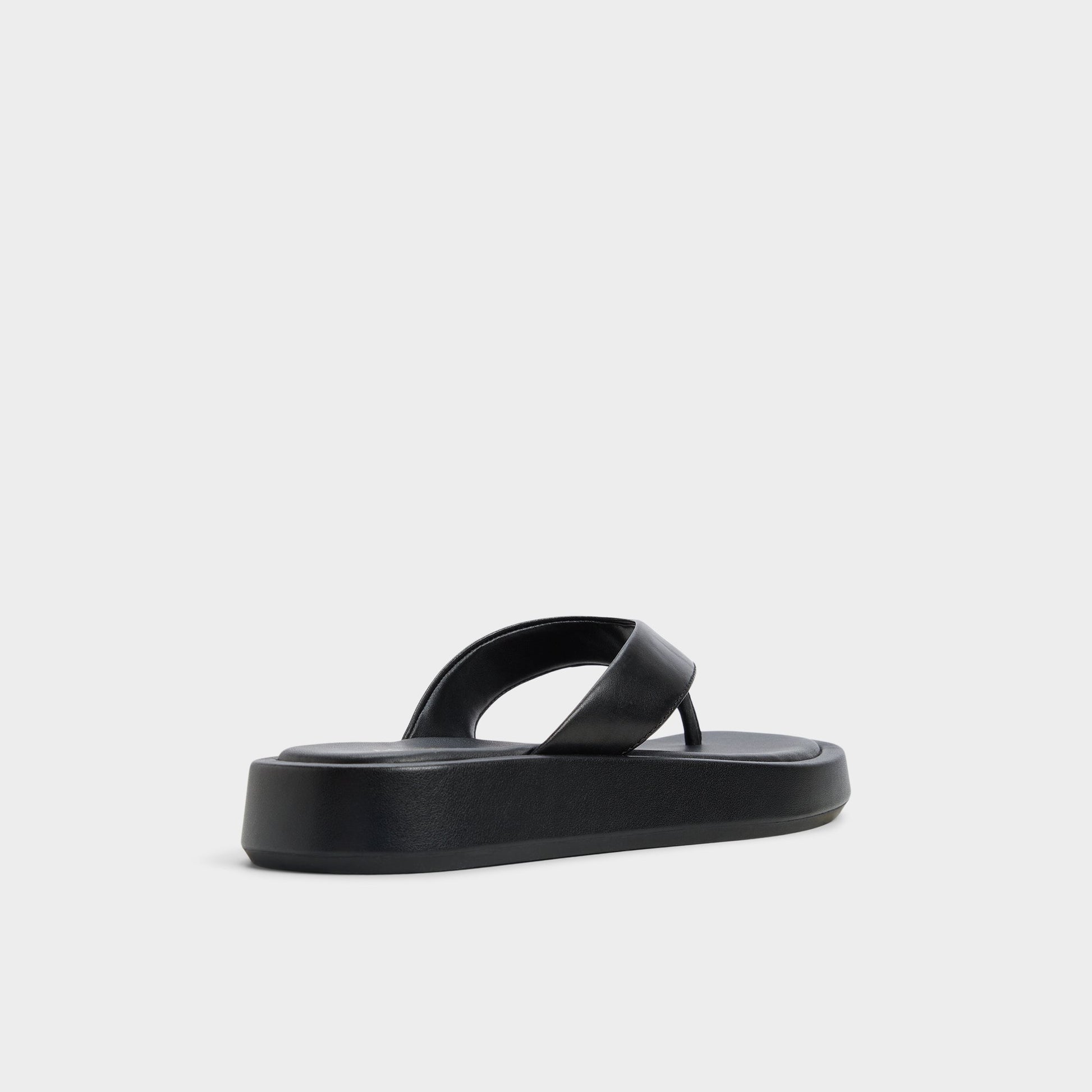 Three-quarter angle of Black Grettle Flip flop's back side