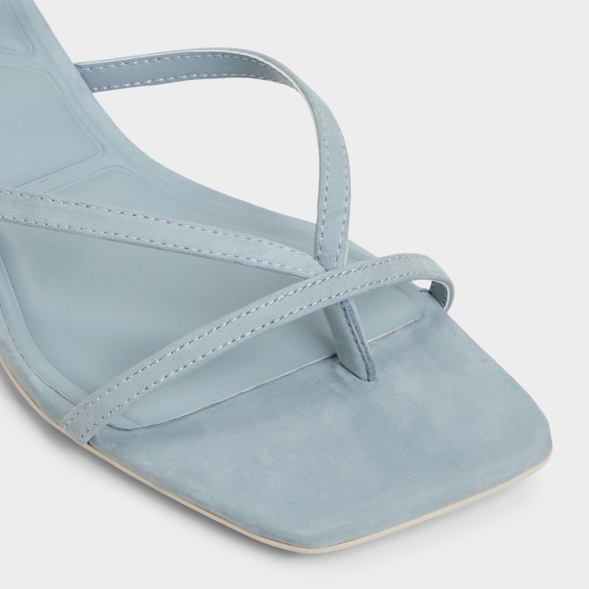 Close-up of the Other Blue Soffie Strappy heeled sandal