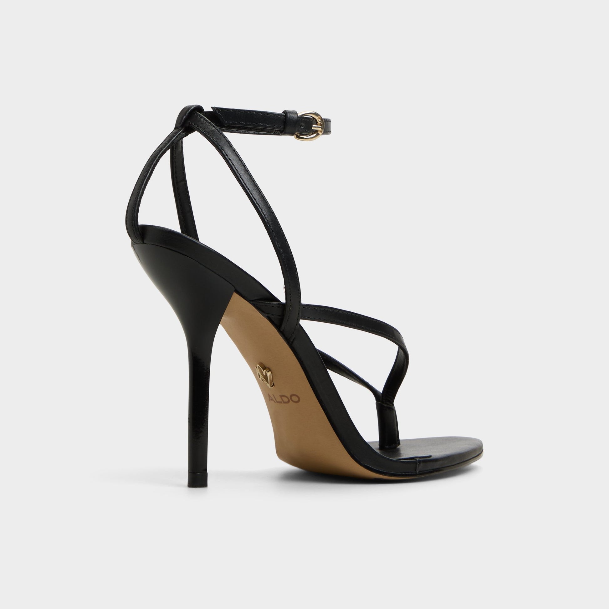 Three-quarter angle of Black Abyfindley Heeled flip flop's back side