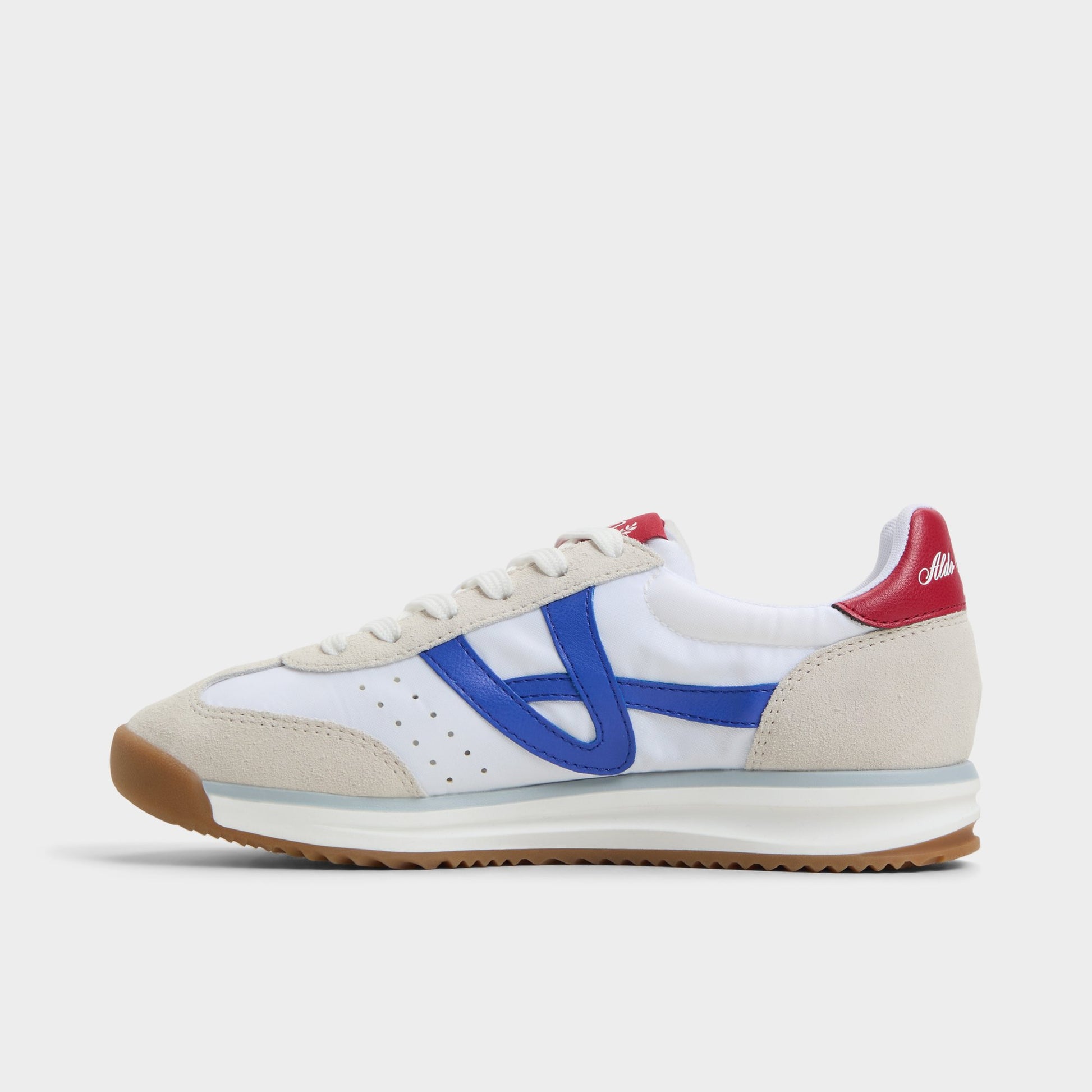 Side view of White/Blue Stepcount Jogger sneaker