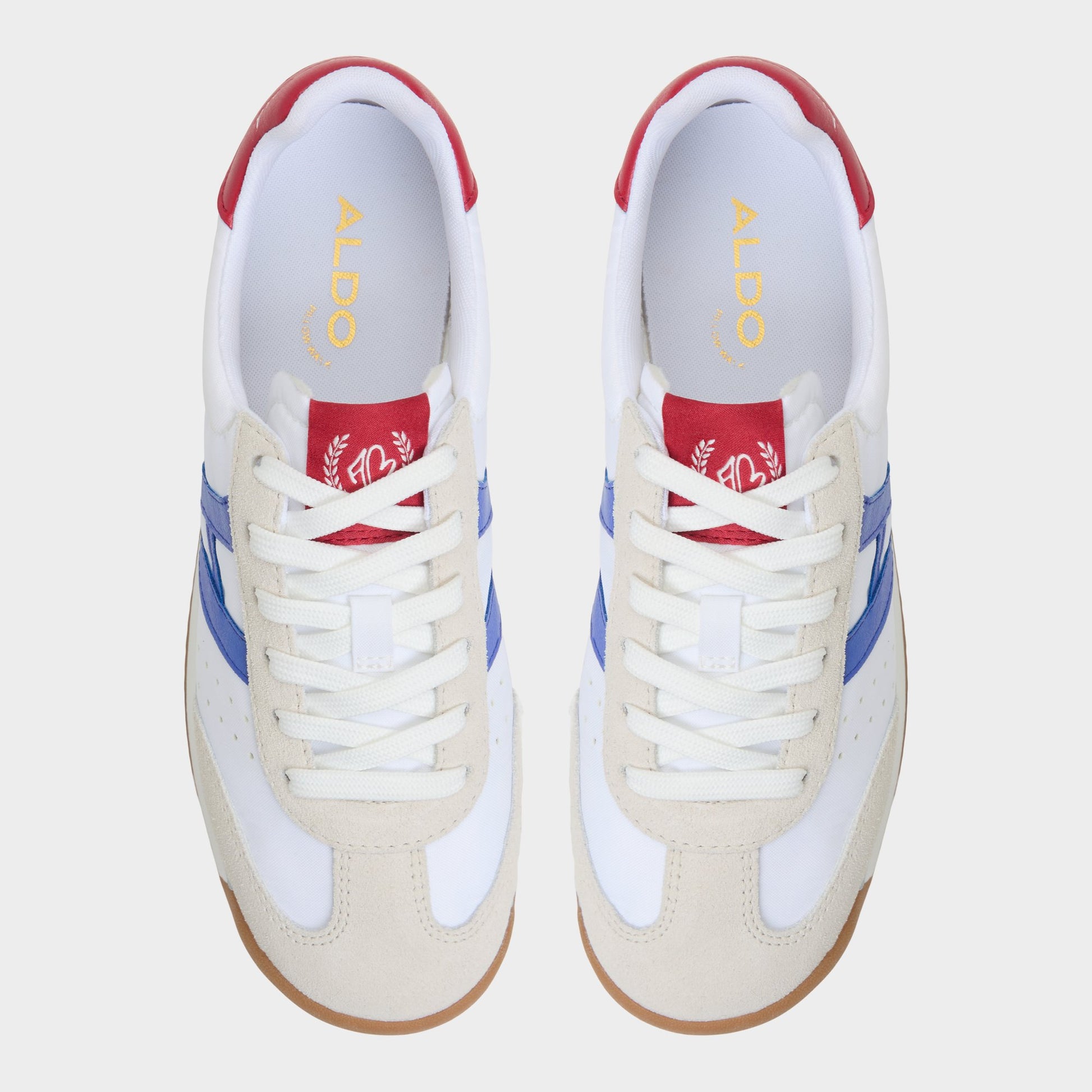 Top-down view of the White/Blue Stepcount Jogger sneaker