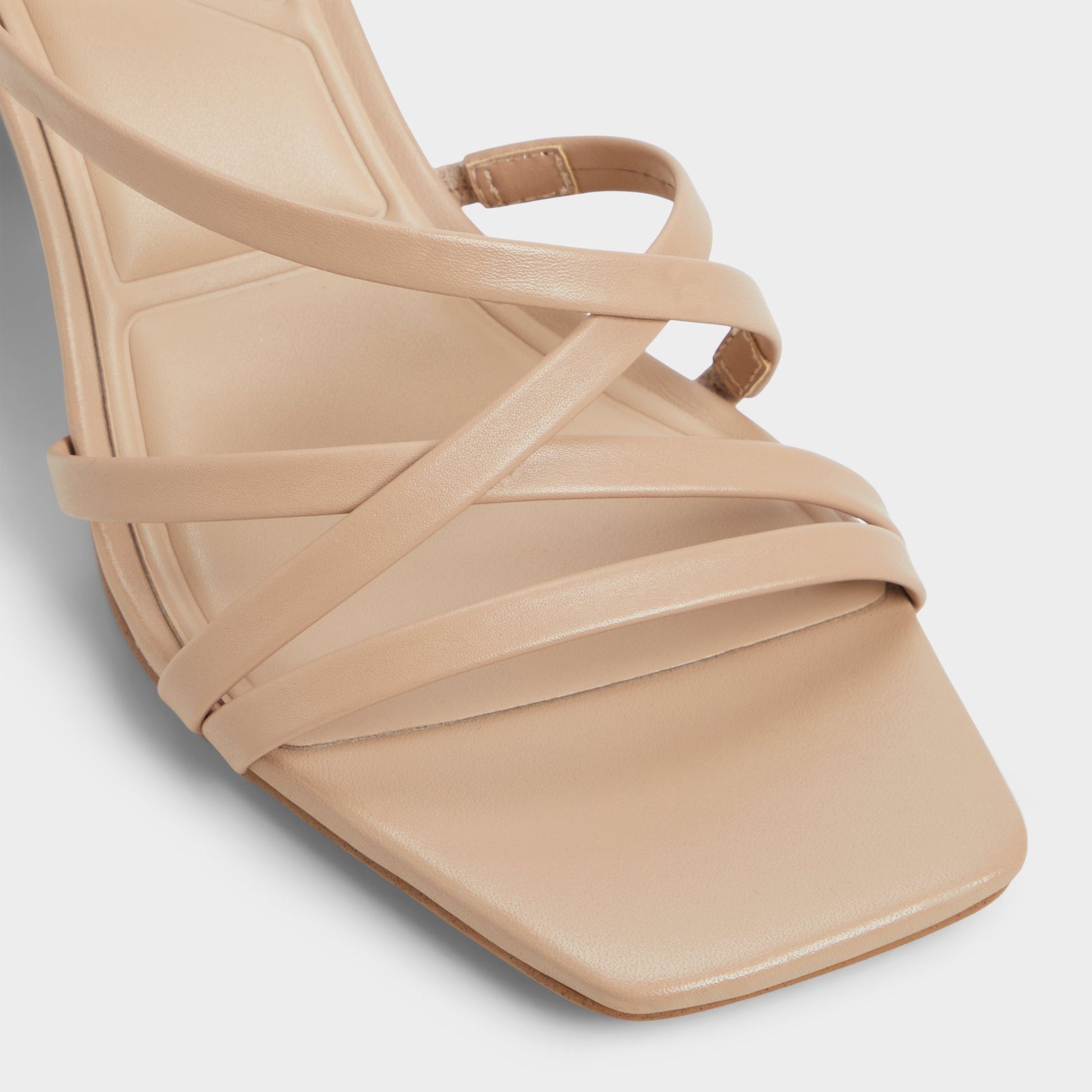 Close-up of the Tan Esther Strappy heeled sandal