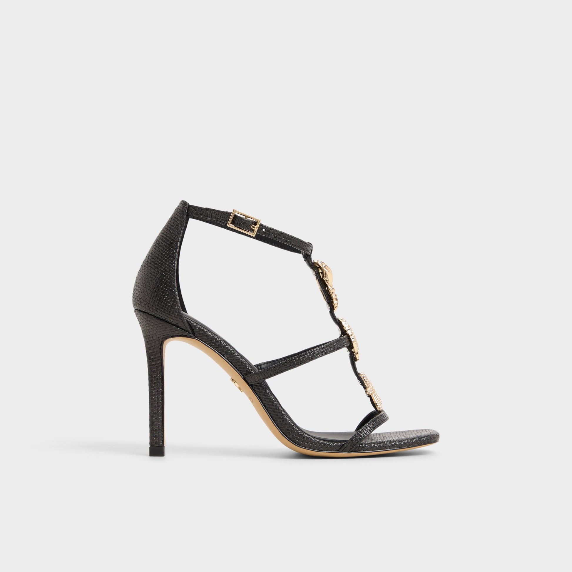 Main View of Black Summerdate Strappy heeled sandal for Womens