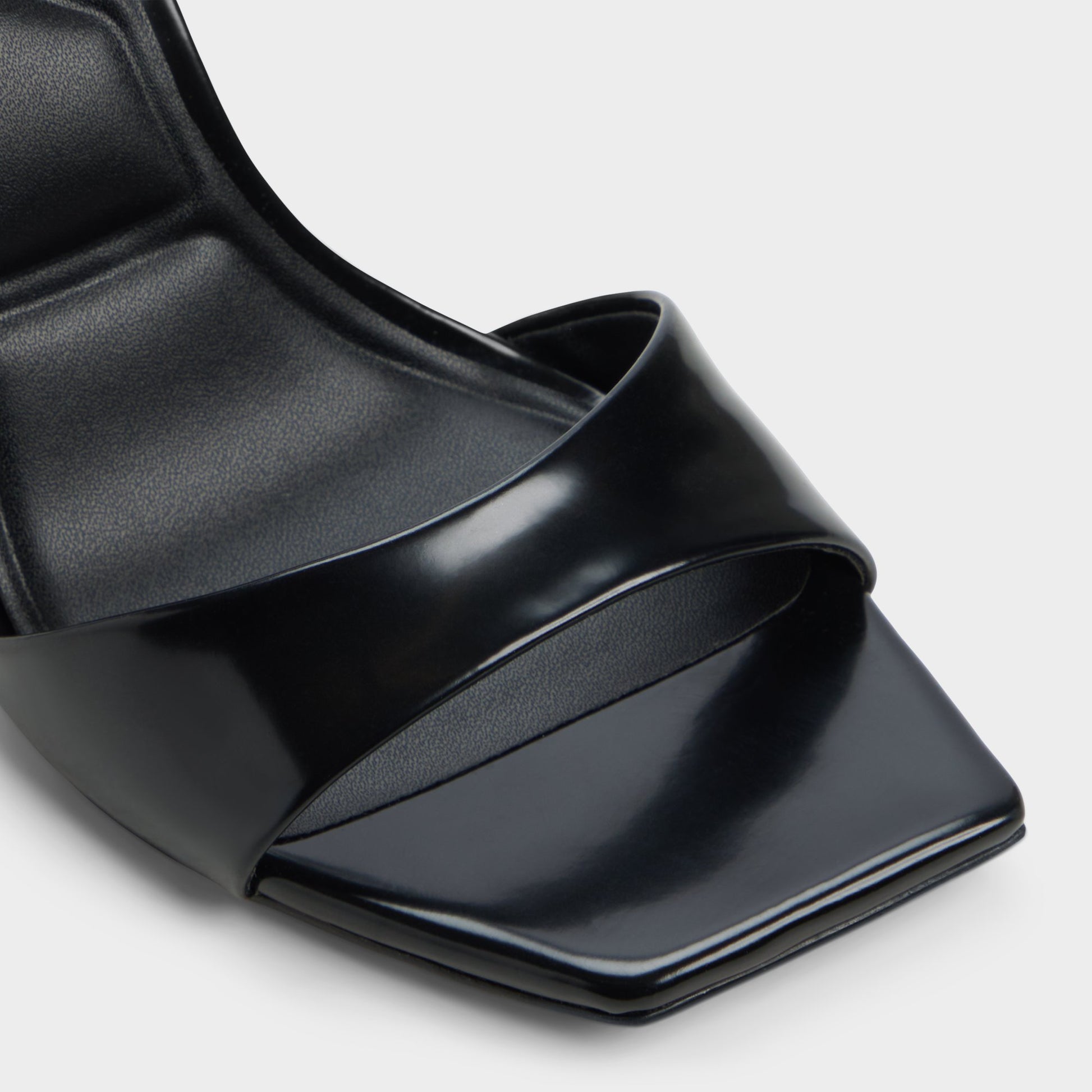 Close-up of the Black Illustrious Strappy heeled sandal
