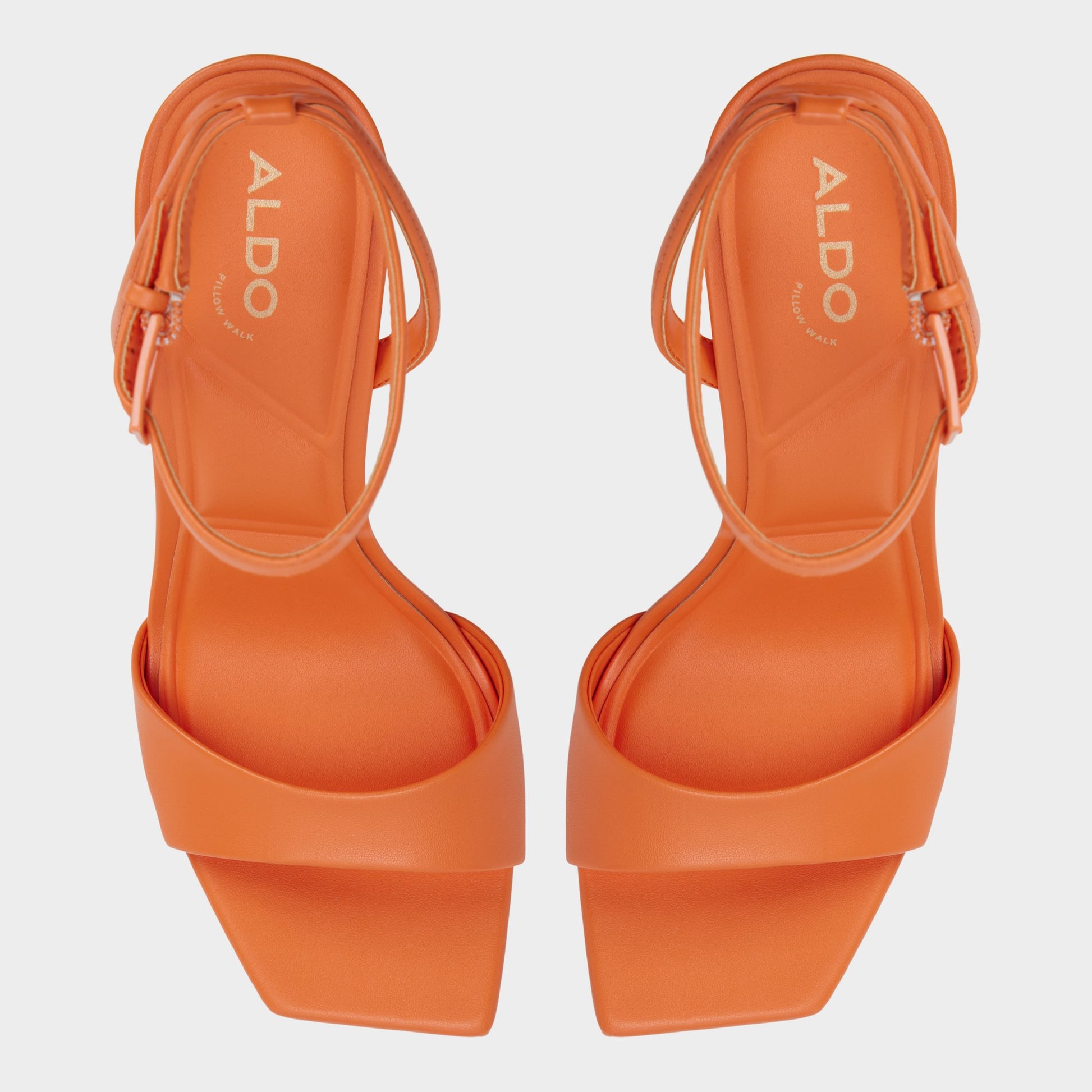 Top-down view of the Medium Orange Illustrious Strappy heeled sandal