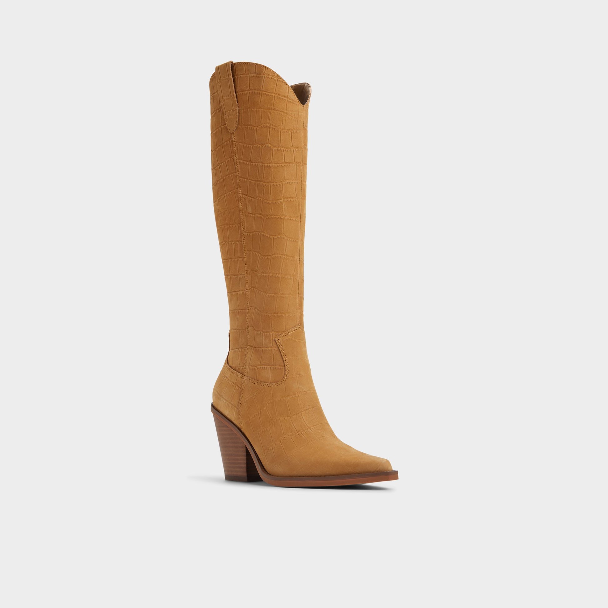 Three-quarter angle of Butterscotch Nevada Over-the-knee western boot's front side
