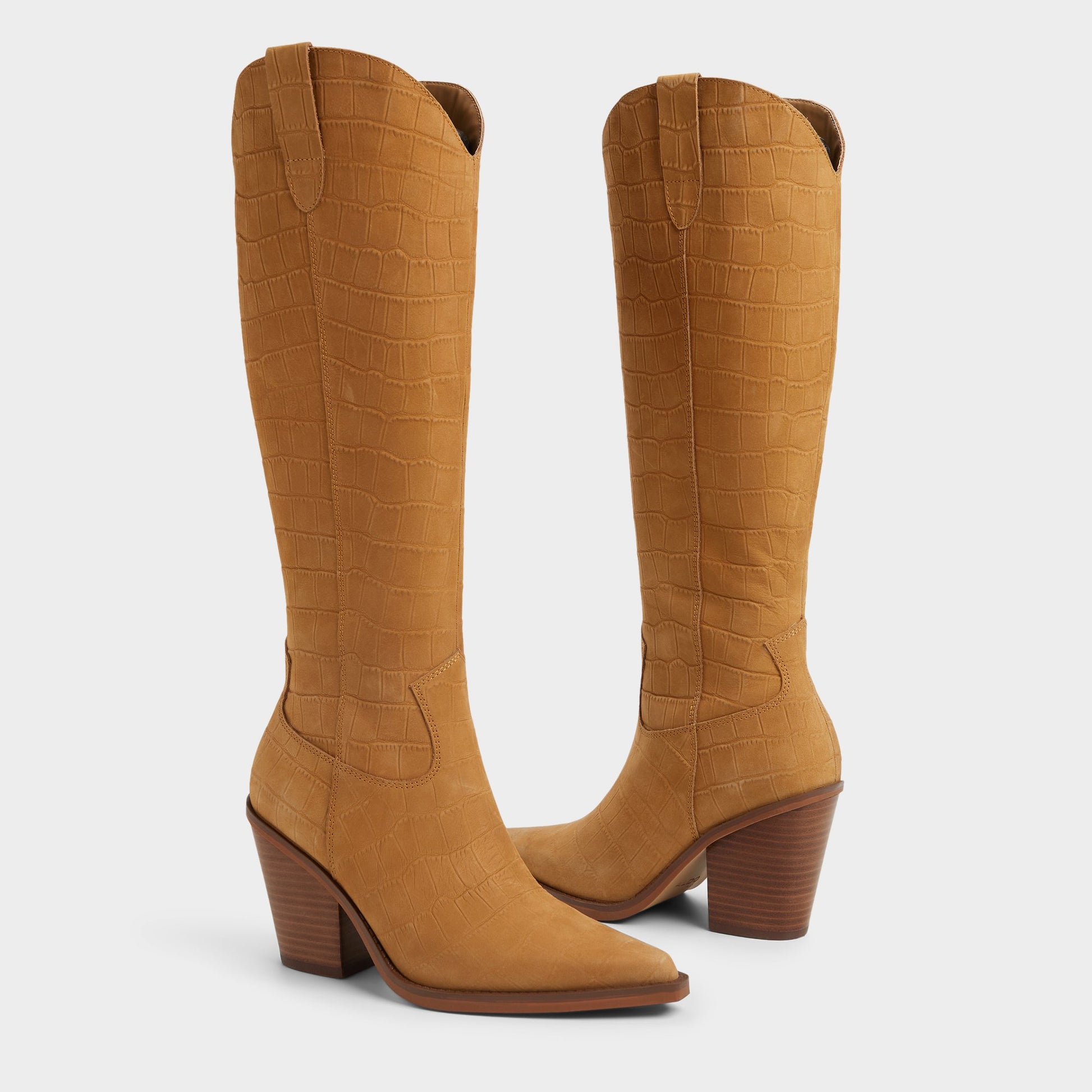 Highlighted view of a pair of Butterscotch Nevada Over-the-knee western boots