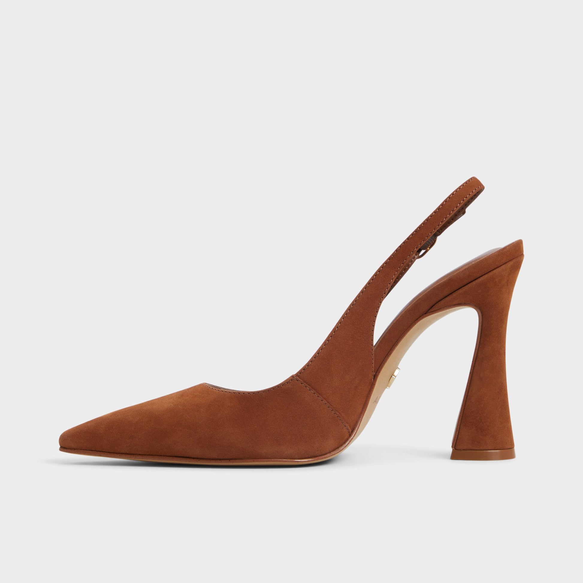 Side view of Medium Brown Daphnea Slingback heel