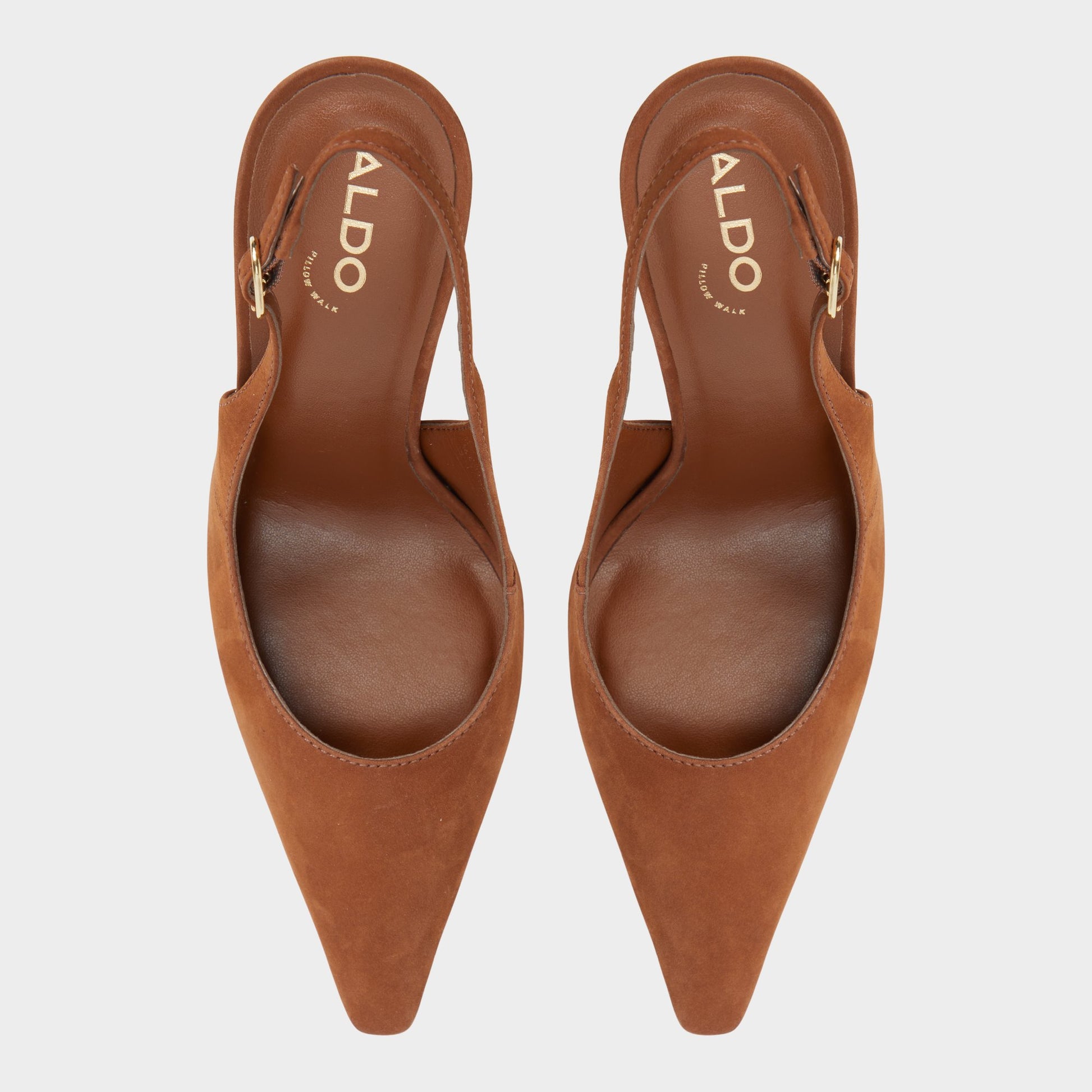 Top-down view of the Medium Brown Daphnea Slingback heel