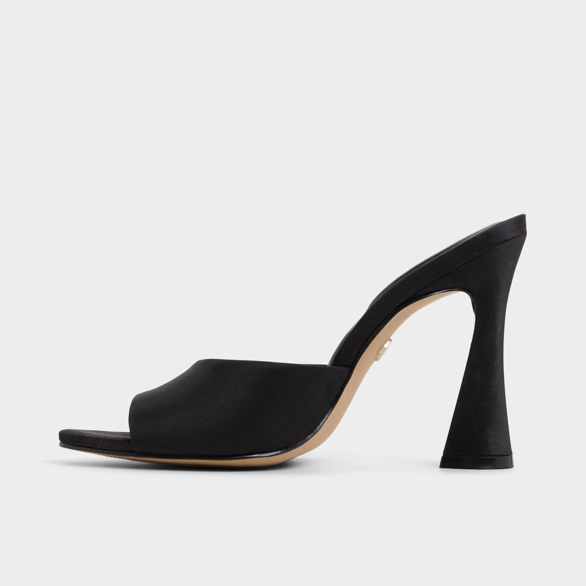 Side view of Black Rylea Heeled mule