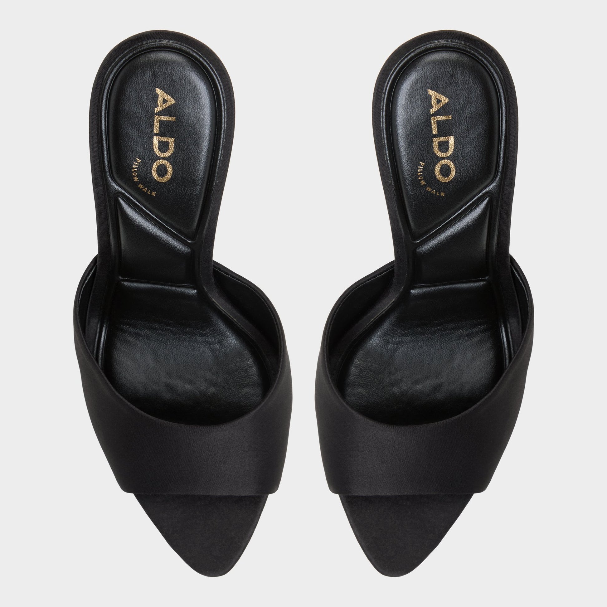 Top-down view of the Black Rylea Heeled mule