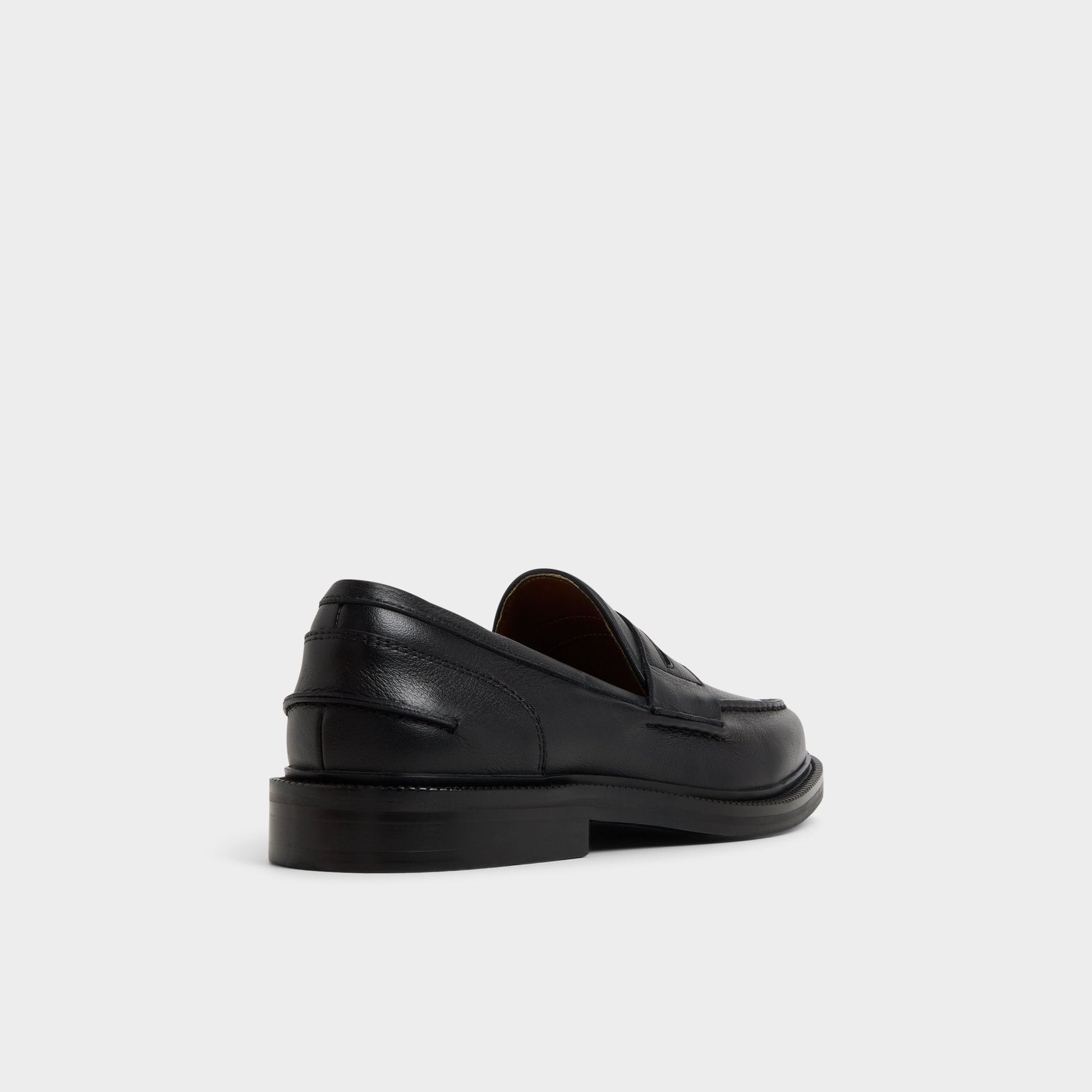 Three-quarter angle of Open black Buckley Loafer's back side