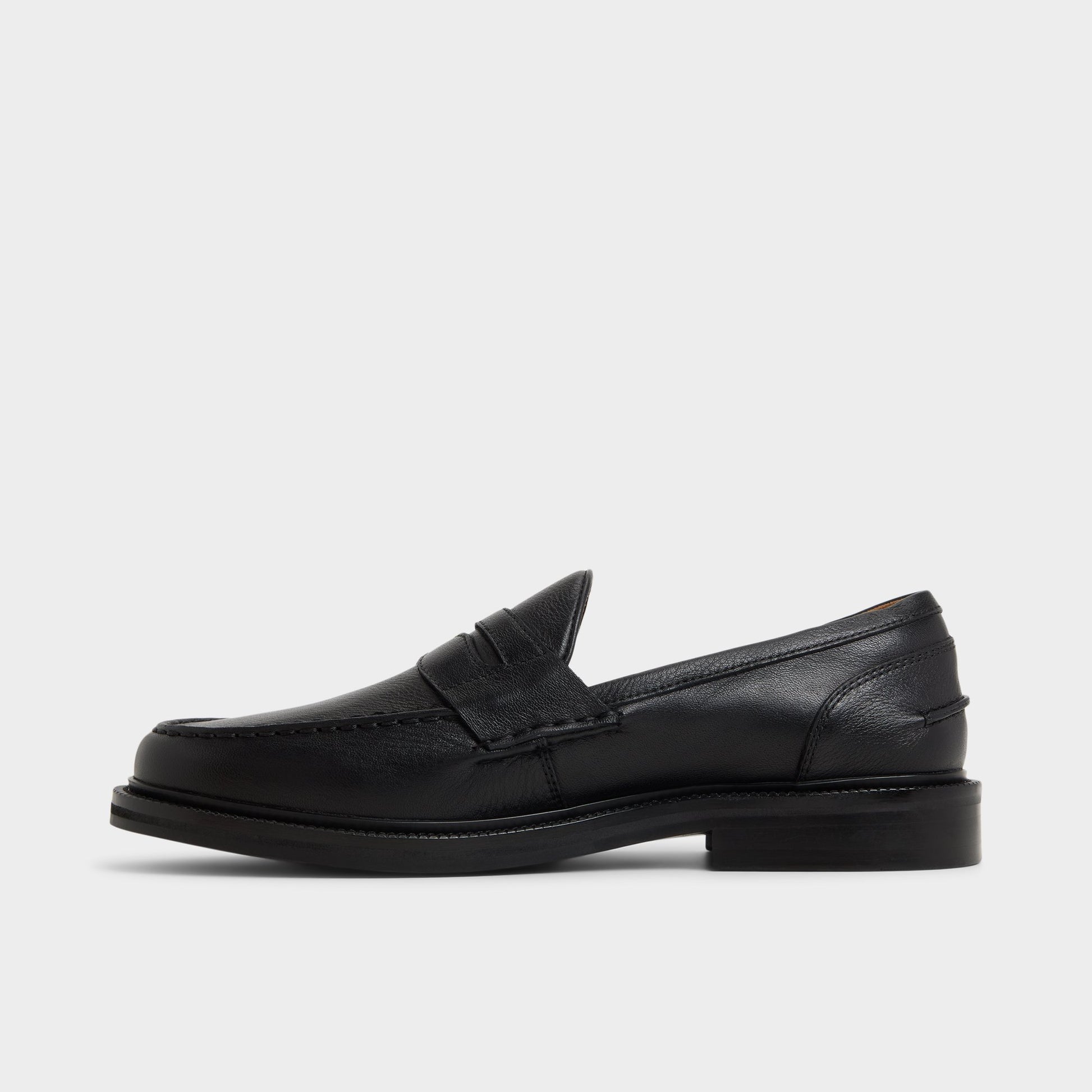 Side view of Open black Buckley Loafer
