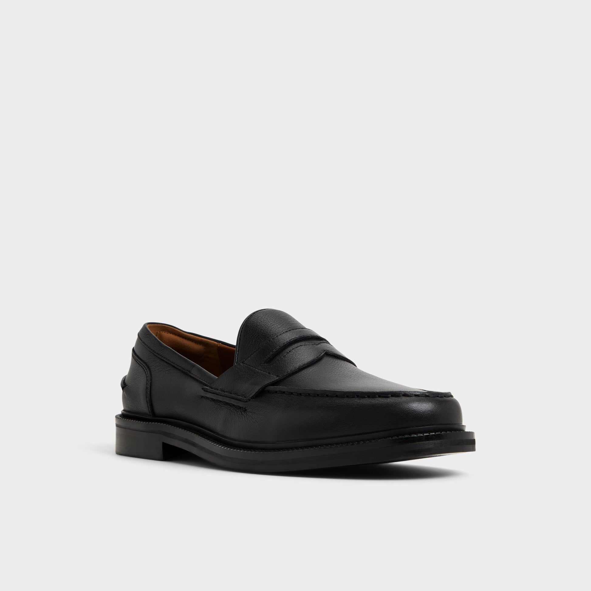 Three-quarter angle of Open black Buckley Loafer's front side