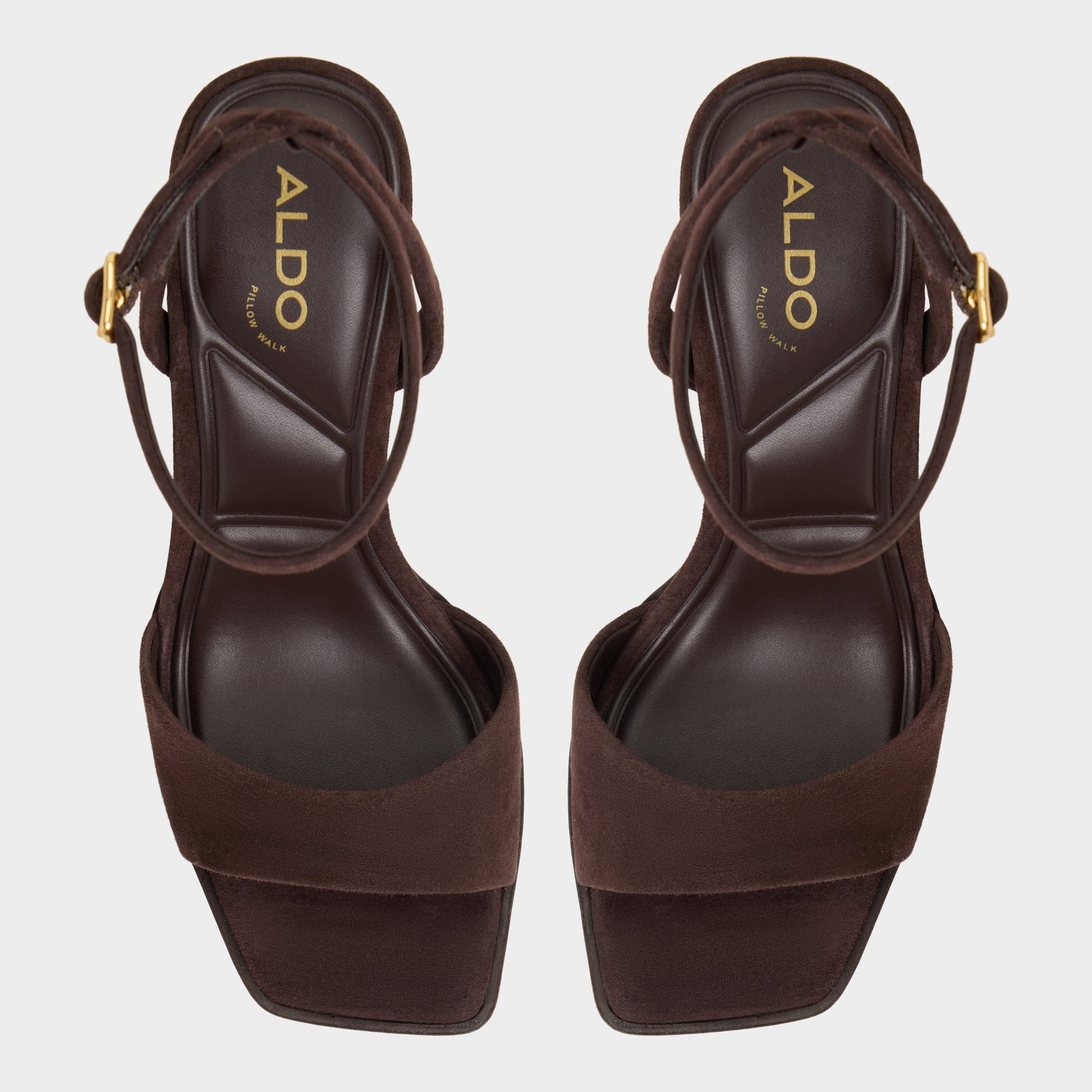 Top-down view of the Dark brown Lothon Strappy heeled sandal