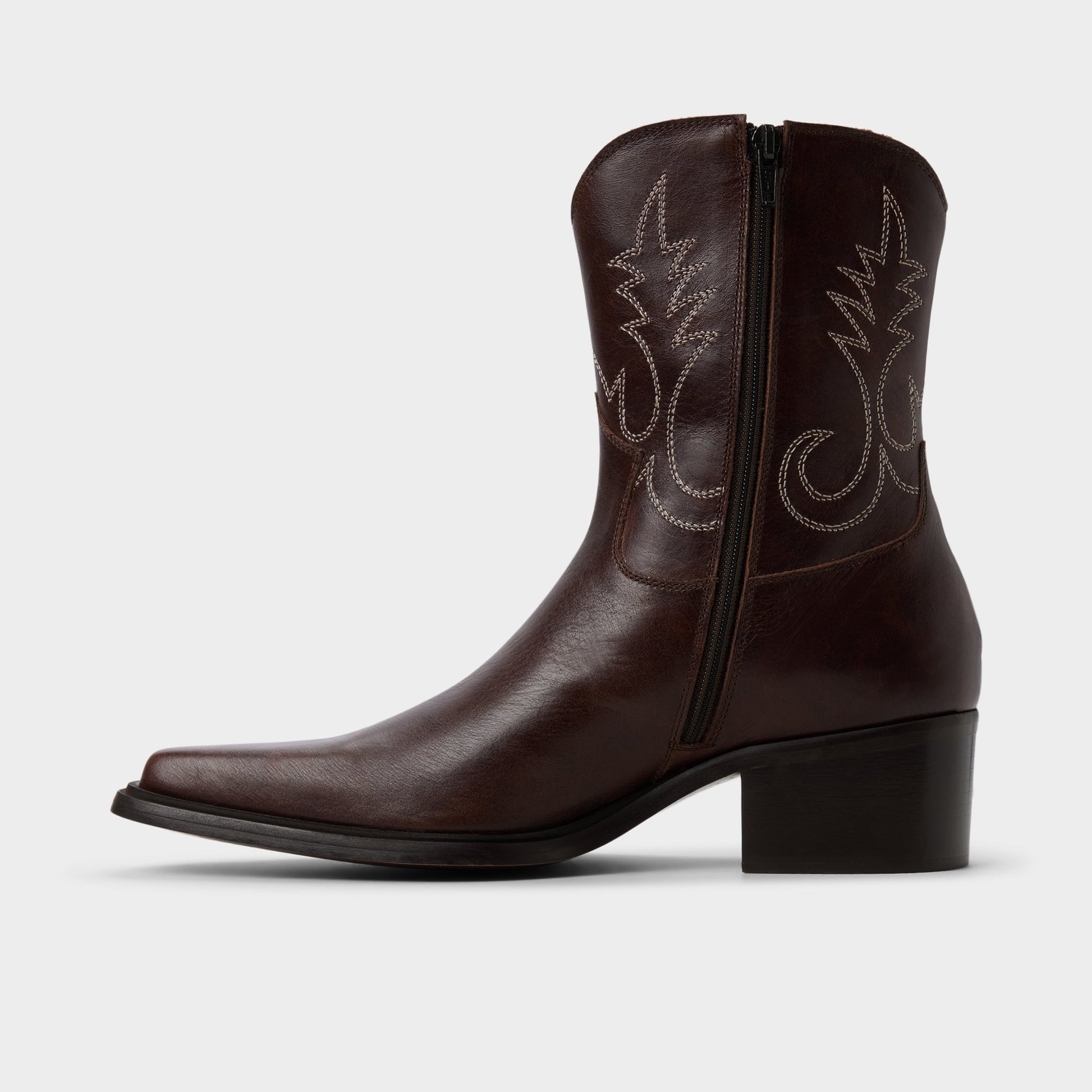 Side view of Dark brown Guthrie Ankle boot