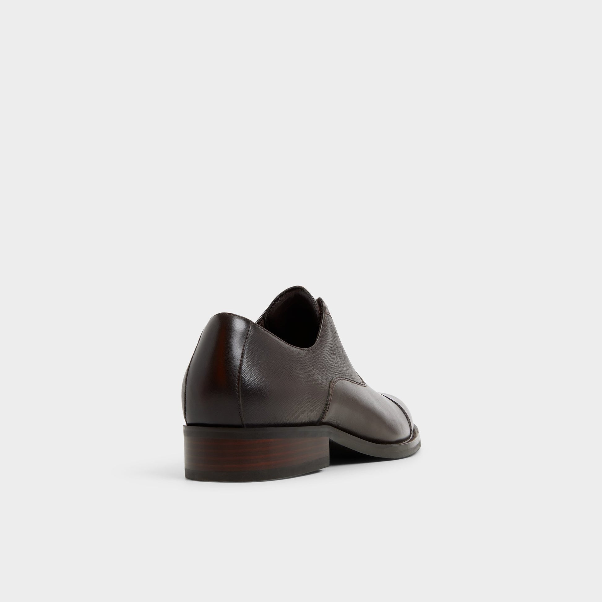 Three-quarter angle of Dark brown Reece Oxford shoe's back side