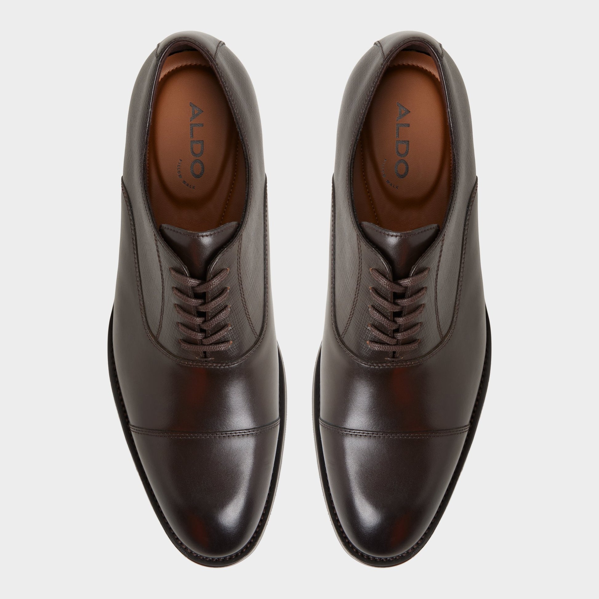 Top-down view of the Dark brown Reece Oxford shoe