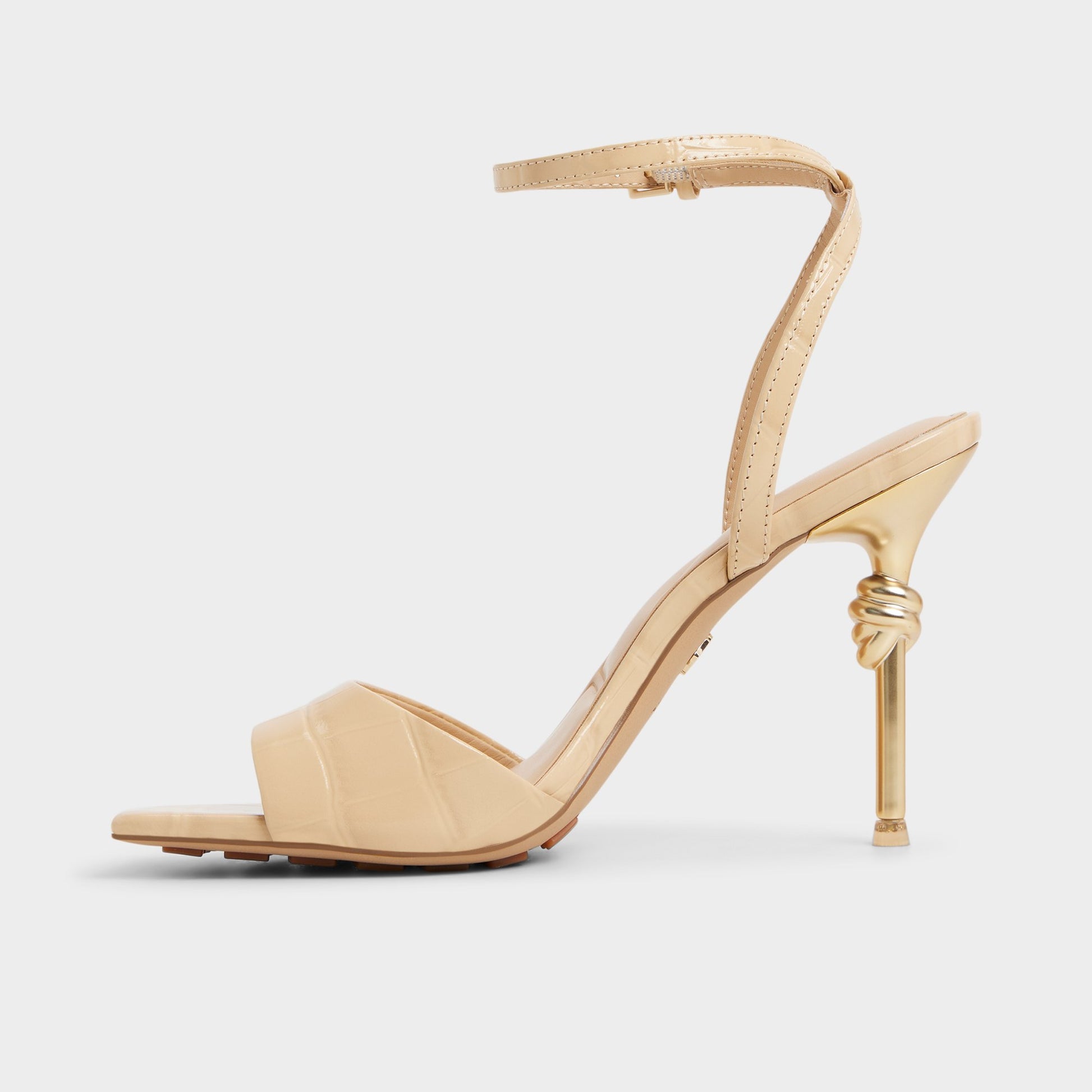 Side view of Medium Beige Harmonious Strappy heeled sandal