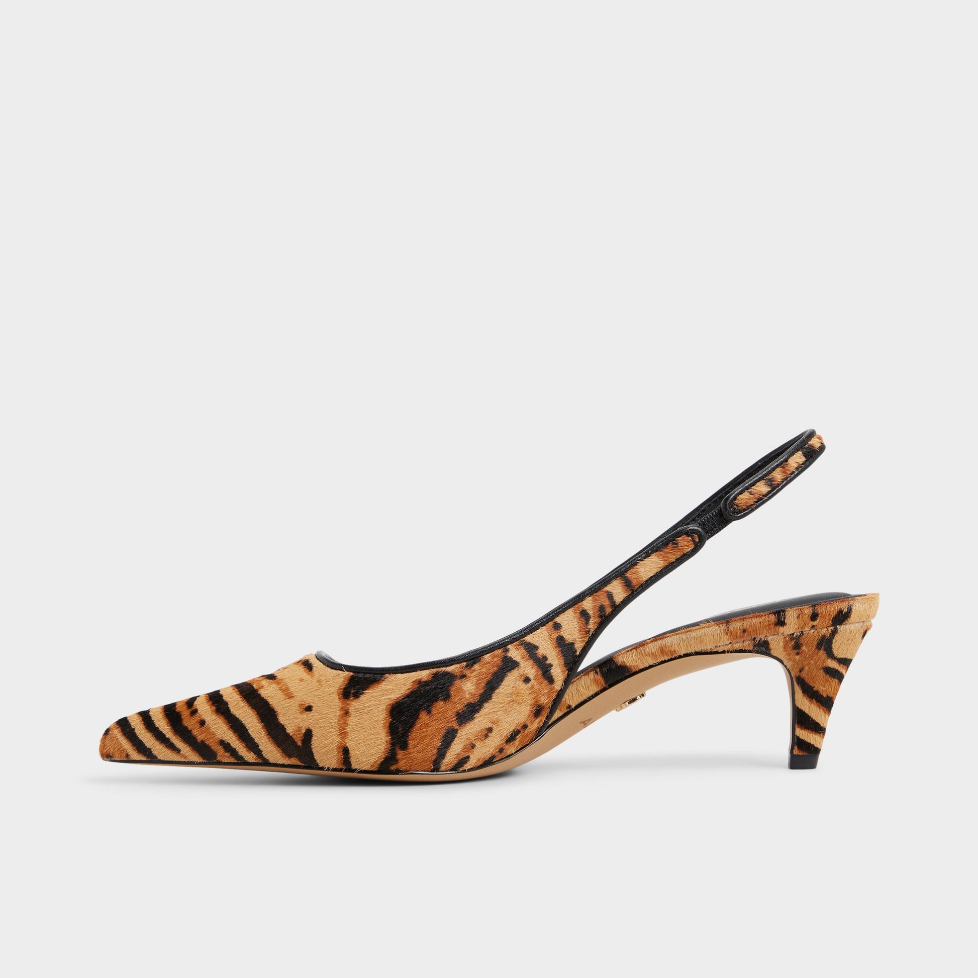 Side view of Open Brown Leanah Slingback heel