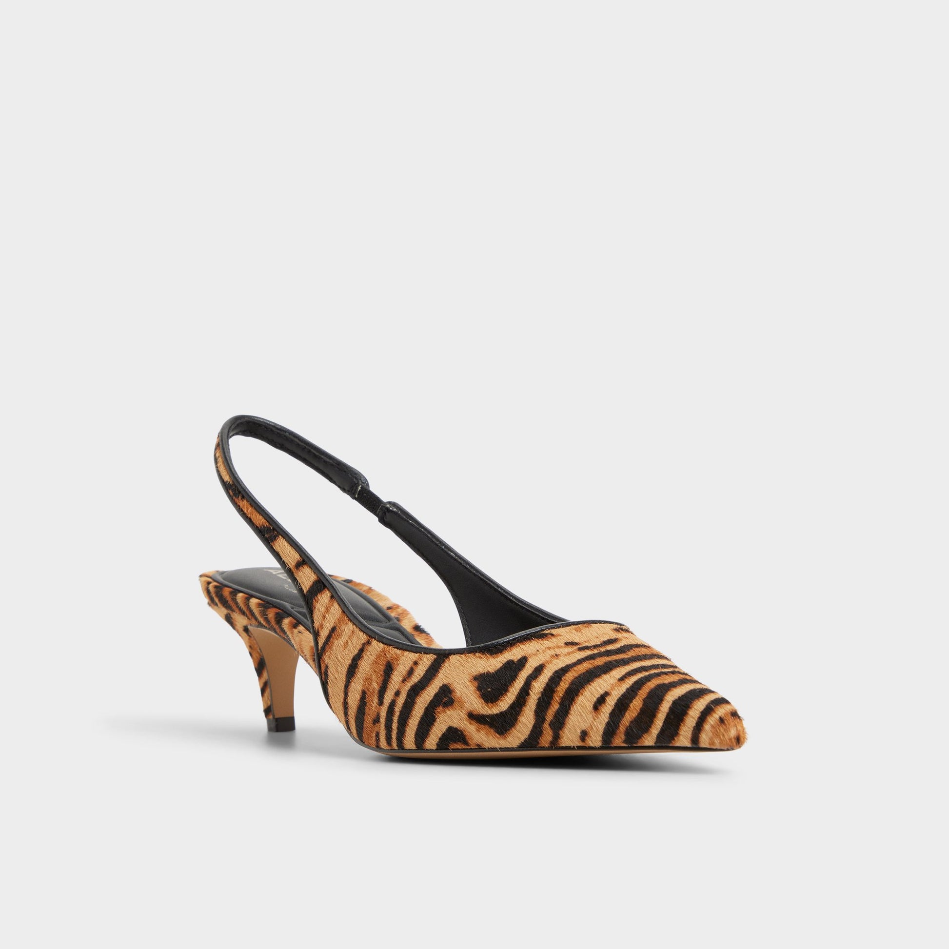 Three-quarter angle of Open Brown Leanah Slingback heel's front side