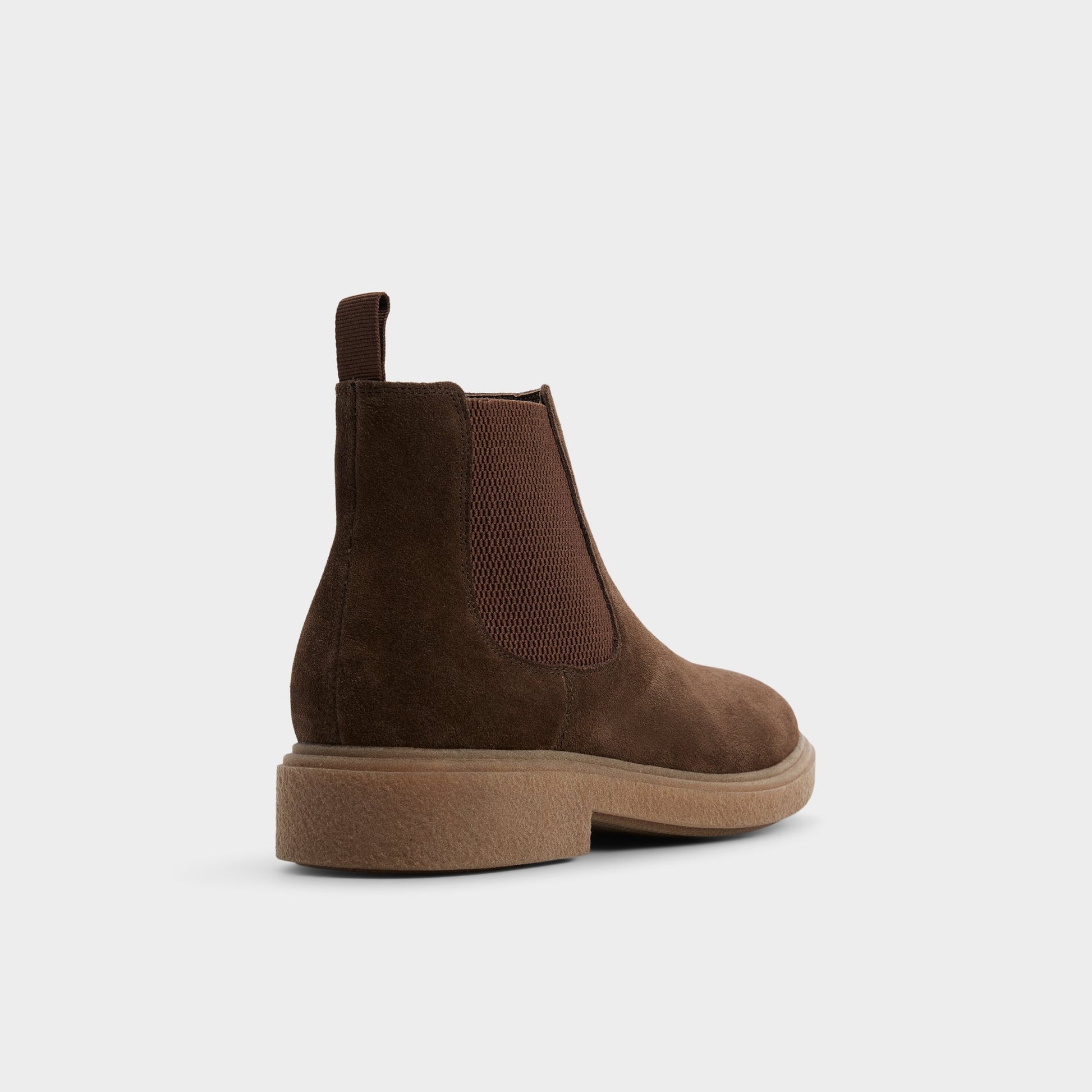 Three-quarter angle of Light brown Zeddy Chelsea boot's back side