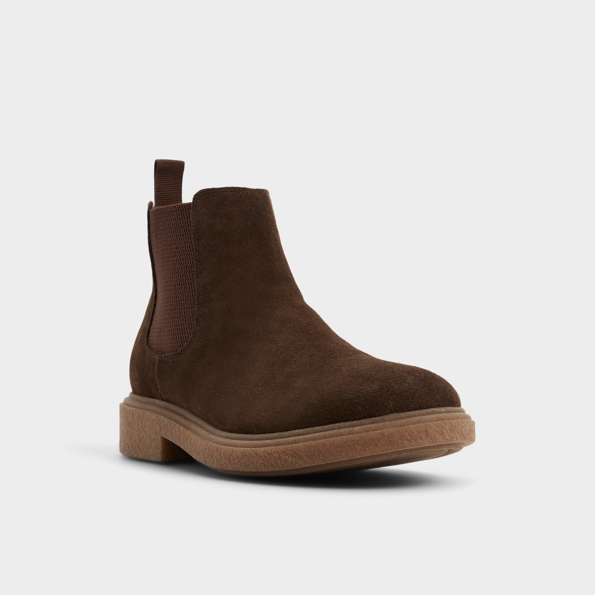 Three-quarter angle of Light brown Zeddy Chelsea boot's front side