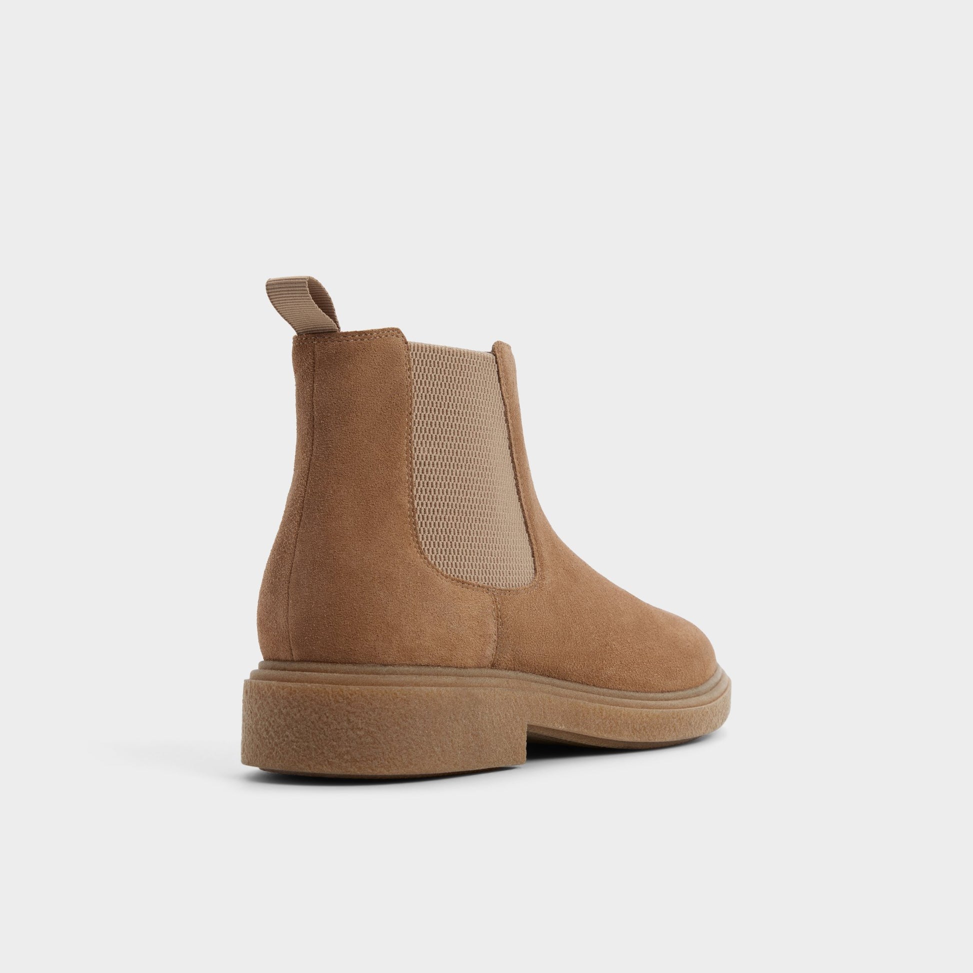 Three-quarter angle of Wheat Zeddy Chelsea boot's back side