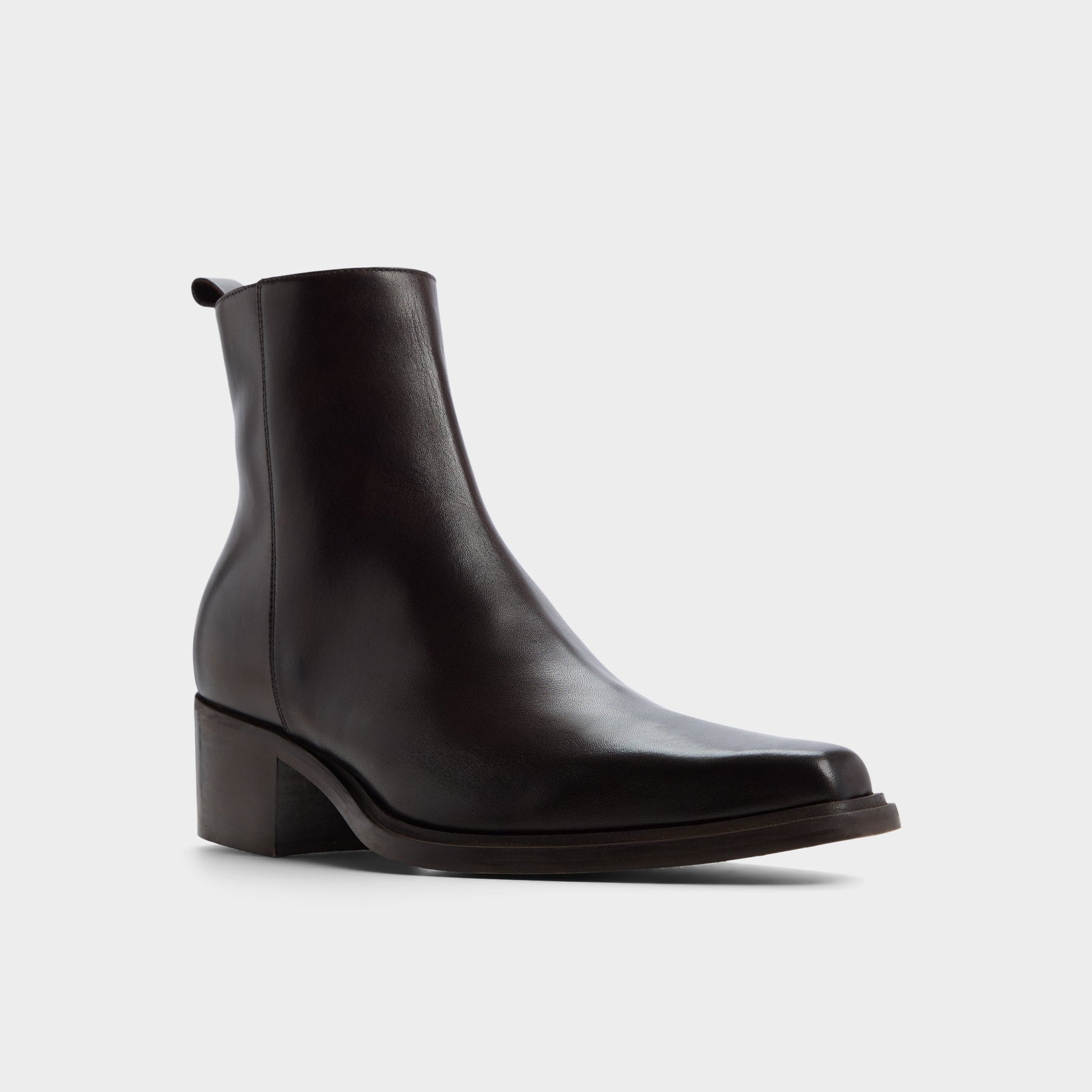 Three-quarter angle of Dark Brown Zappa Ankle boot's front side
