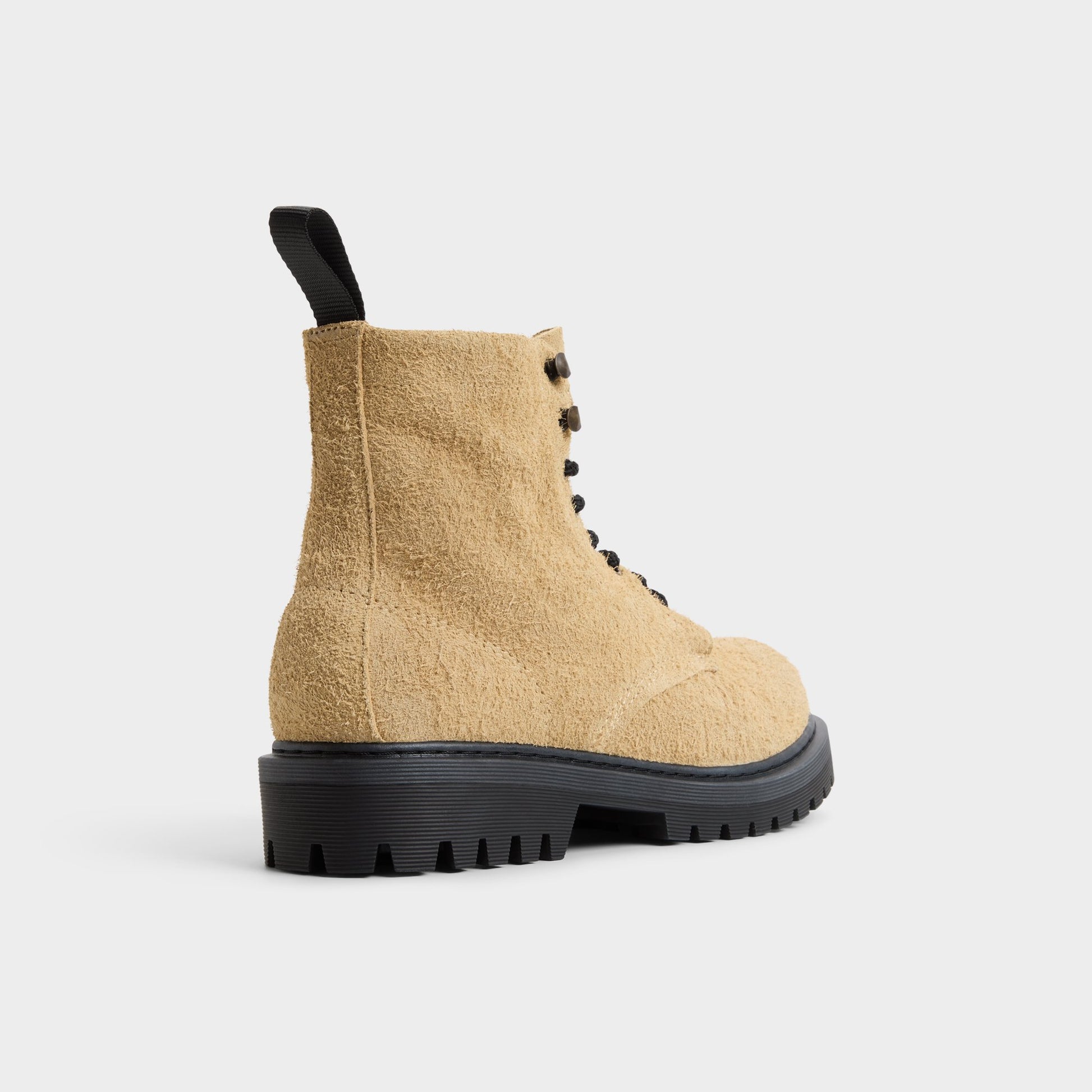 Three-quarter angle of Sand Doublezero Combat boot's back side