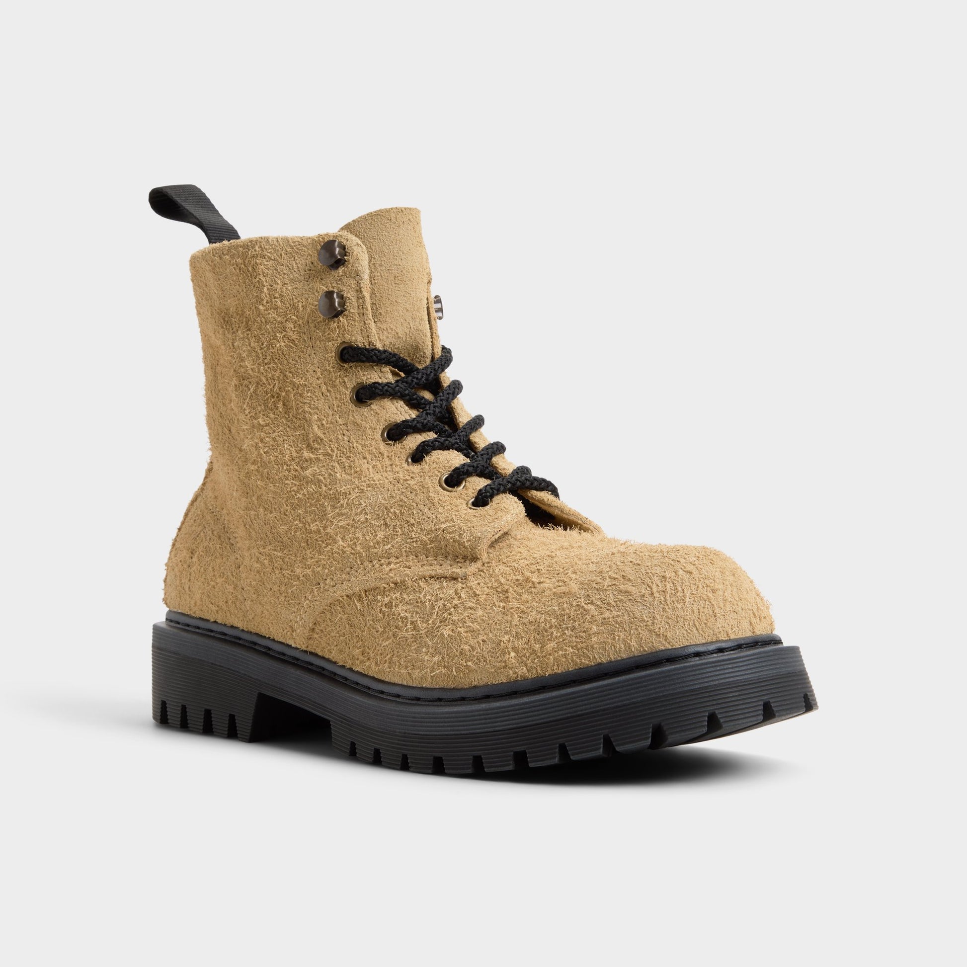 Three-quarter angle of Sand Doublezero Combat boot's front side