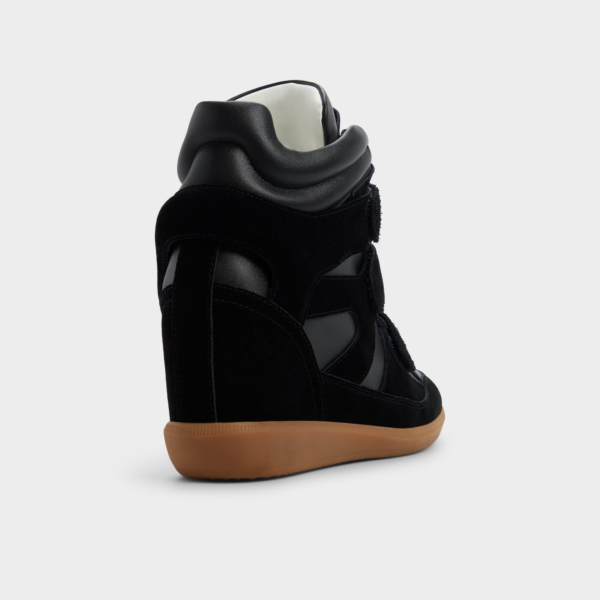 Three-quarter angle of Black Bellissamo Wedge sneaker's back side