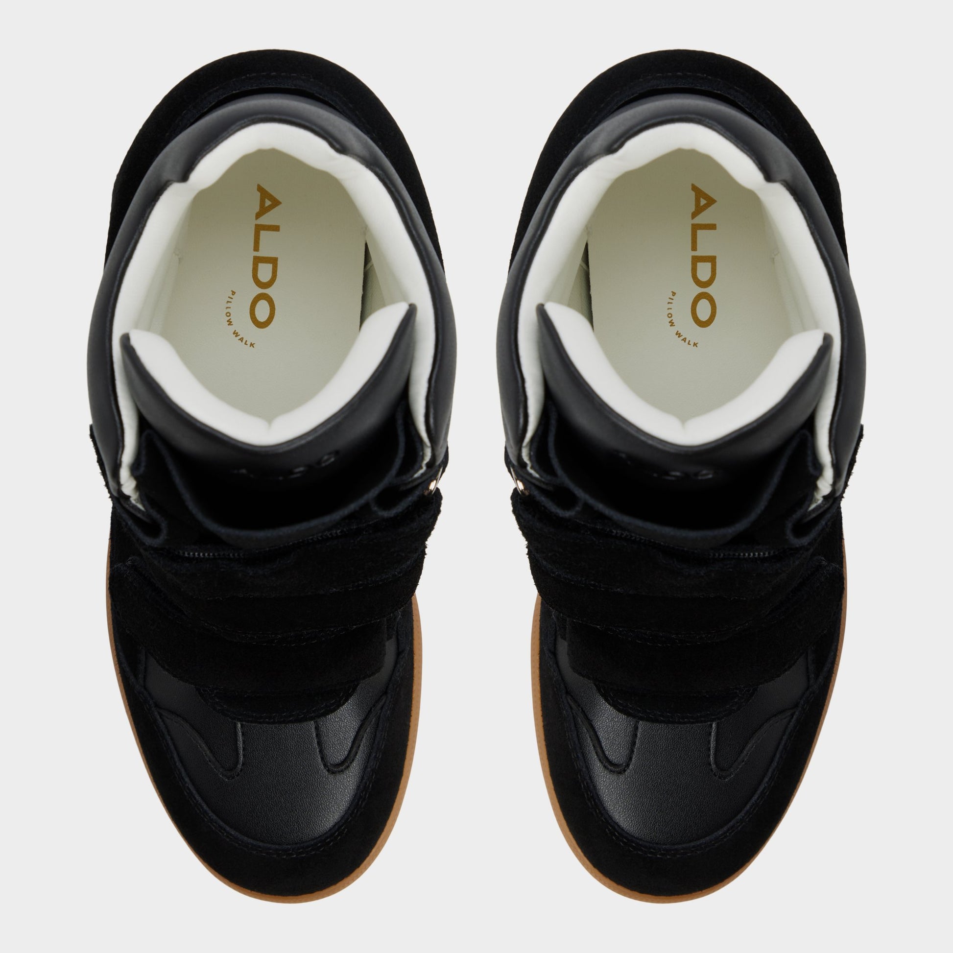 Top-down view of the Black Bellissamo Wedge sneaker