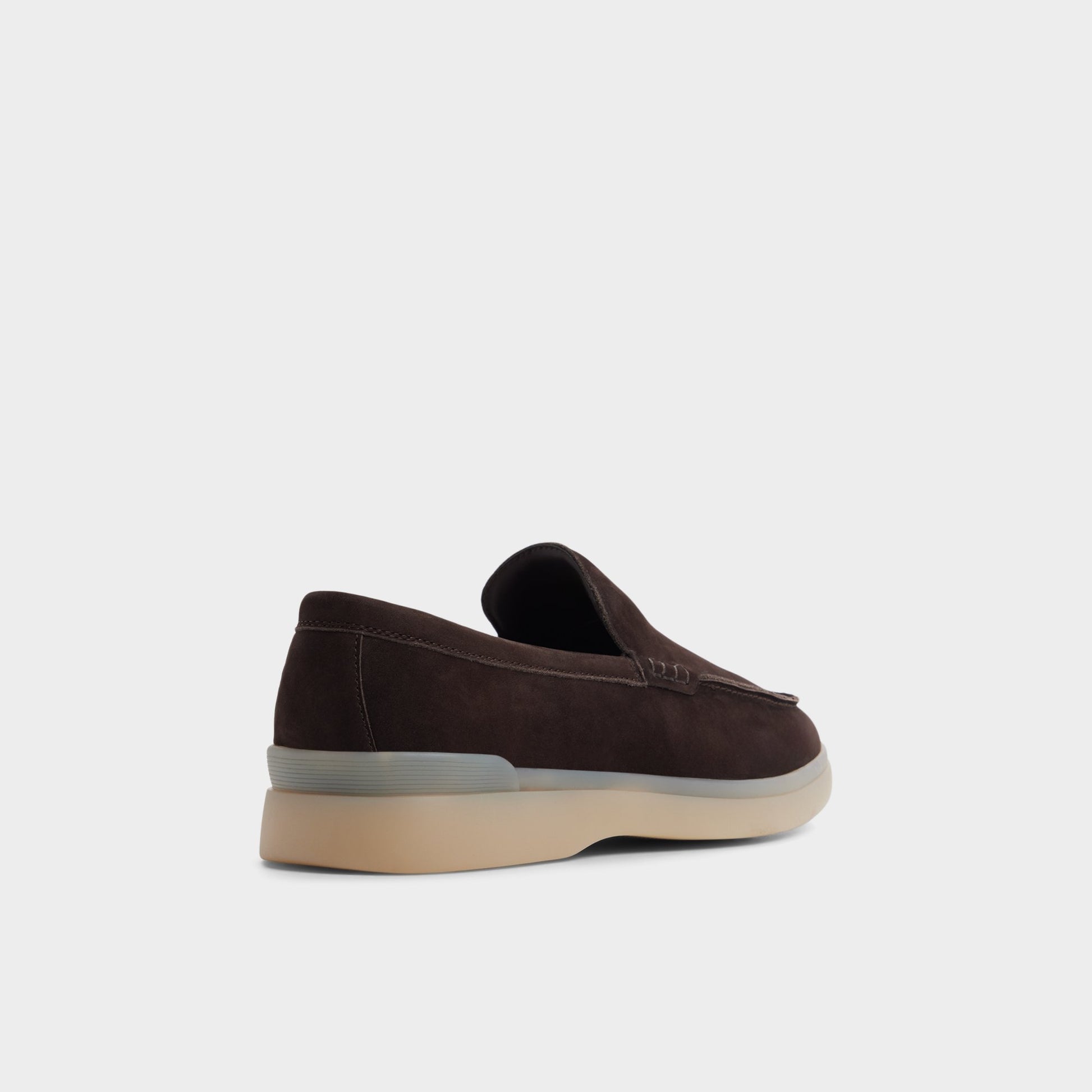 Three-quarter angle of Dark Brown Shaynn Loafer's back side