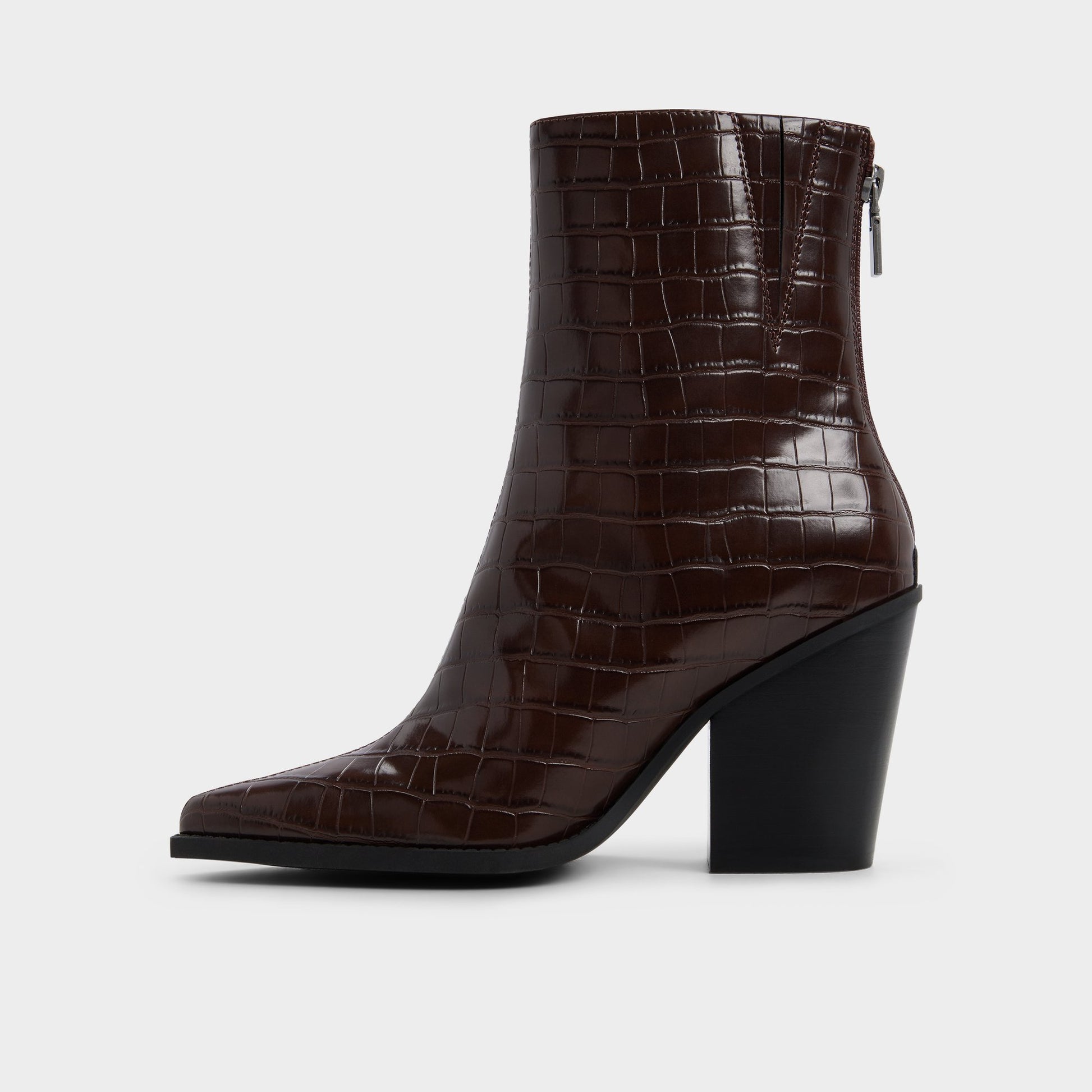 Side view of Dark brown Norelle Ankle boot