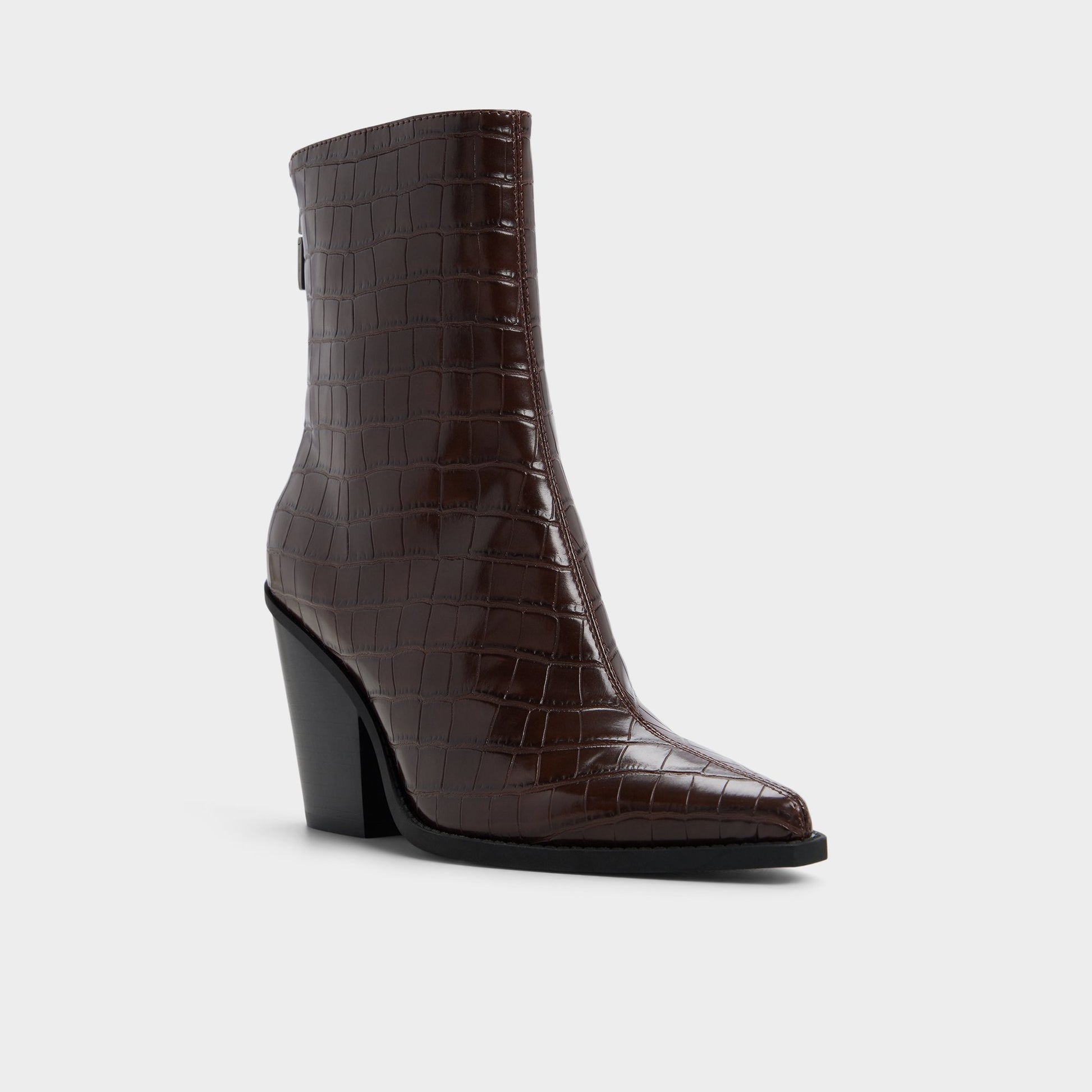 Three-quarter angle of Dark brown Norelle Ankle boot's front side