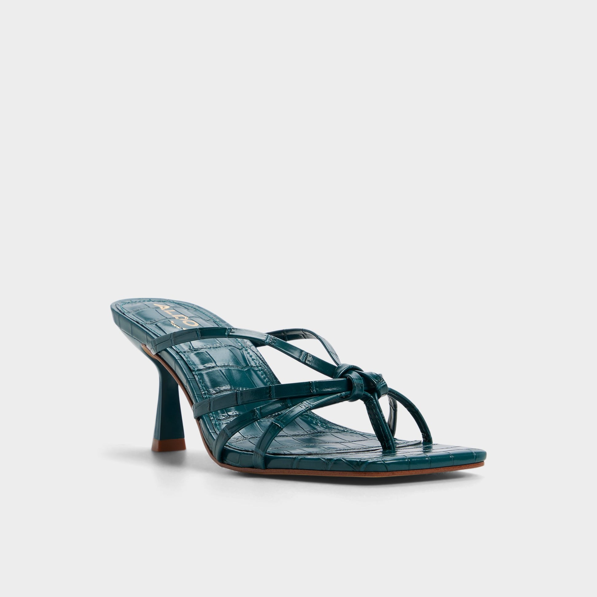 Three-quarter angle of Other green Lumera Heeled mule's front side