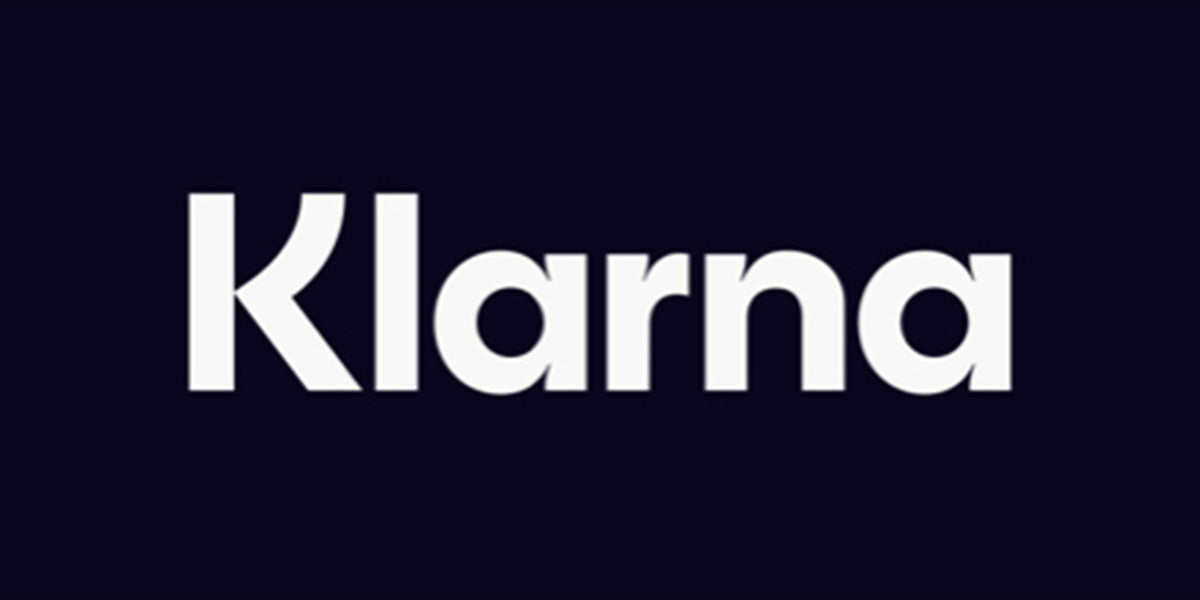 Klarna logo in white on a black background