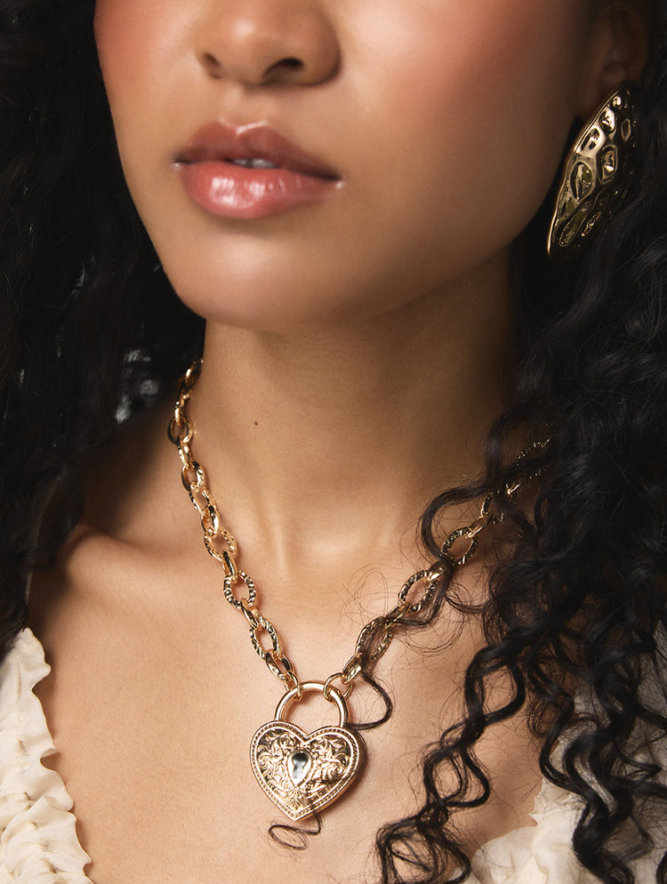 Women's heart lock necklace.