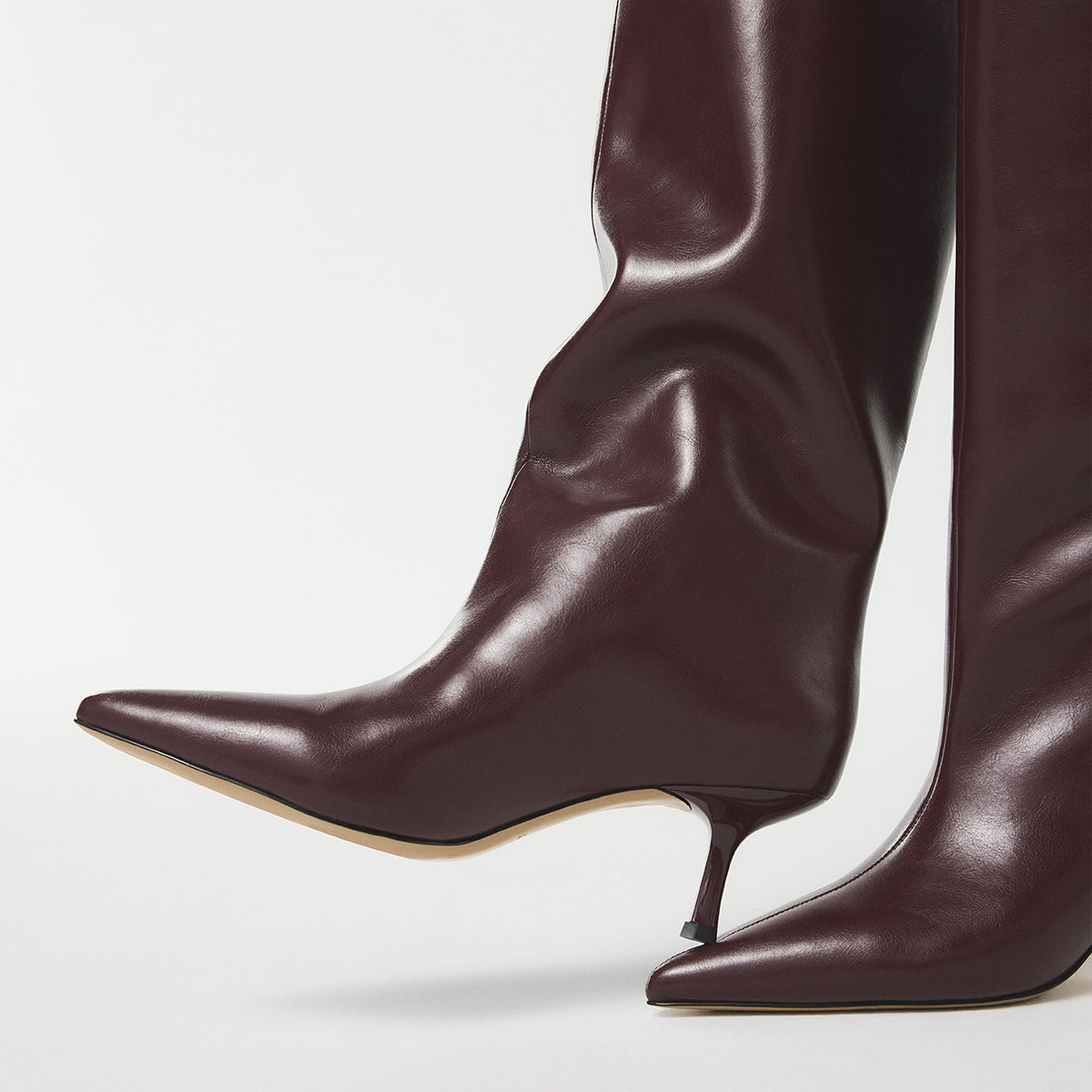 Women's bordeaux Selora knee-high kitten heel boots