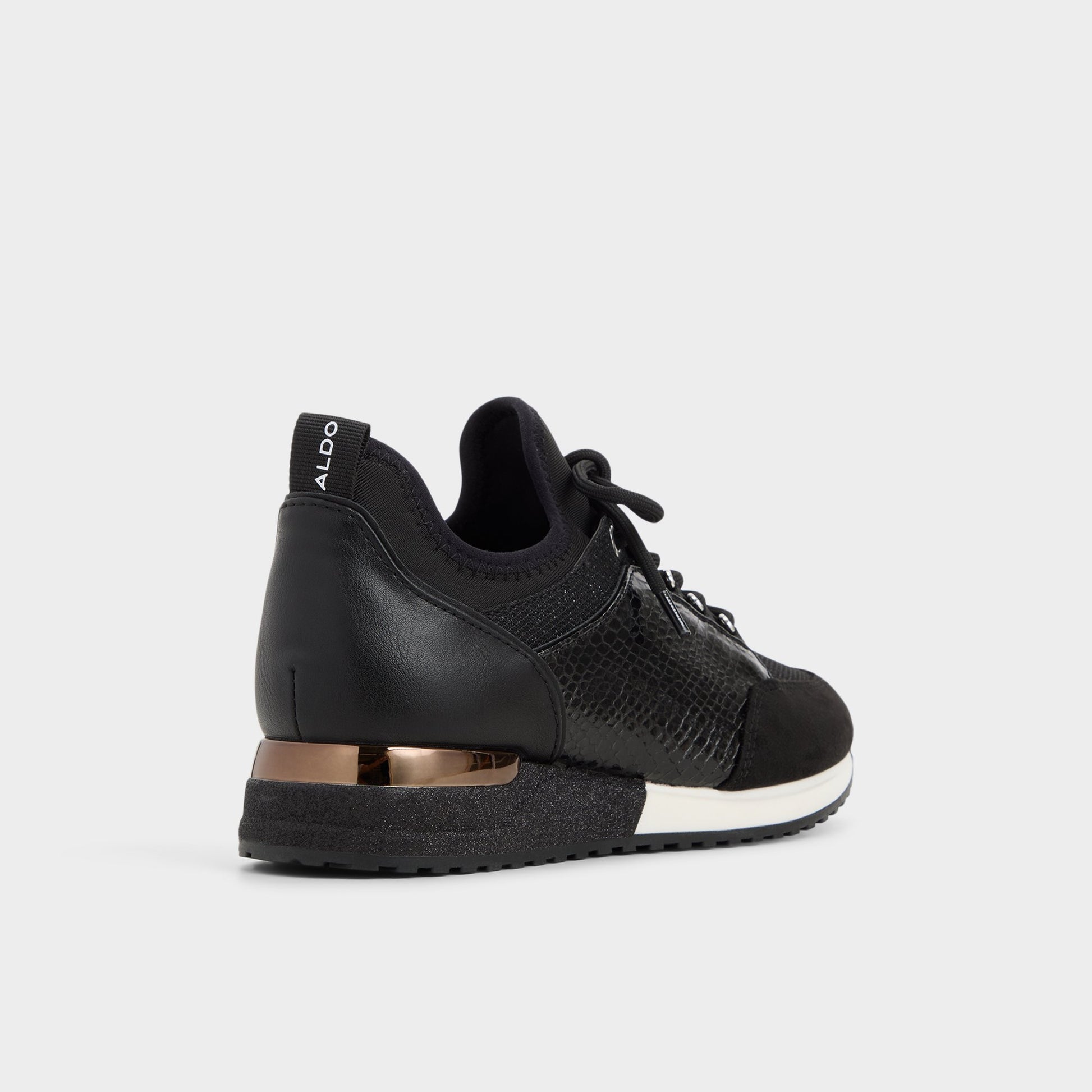 Three-quarter angle of Black Courtwood Sneaker's back side