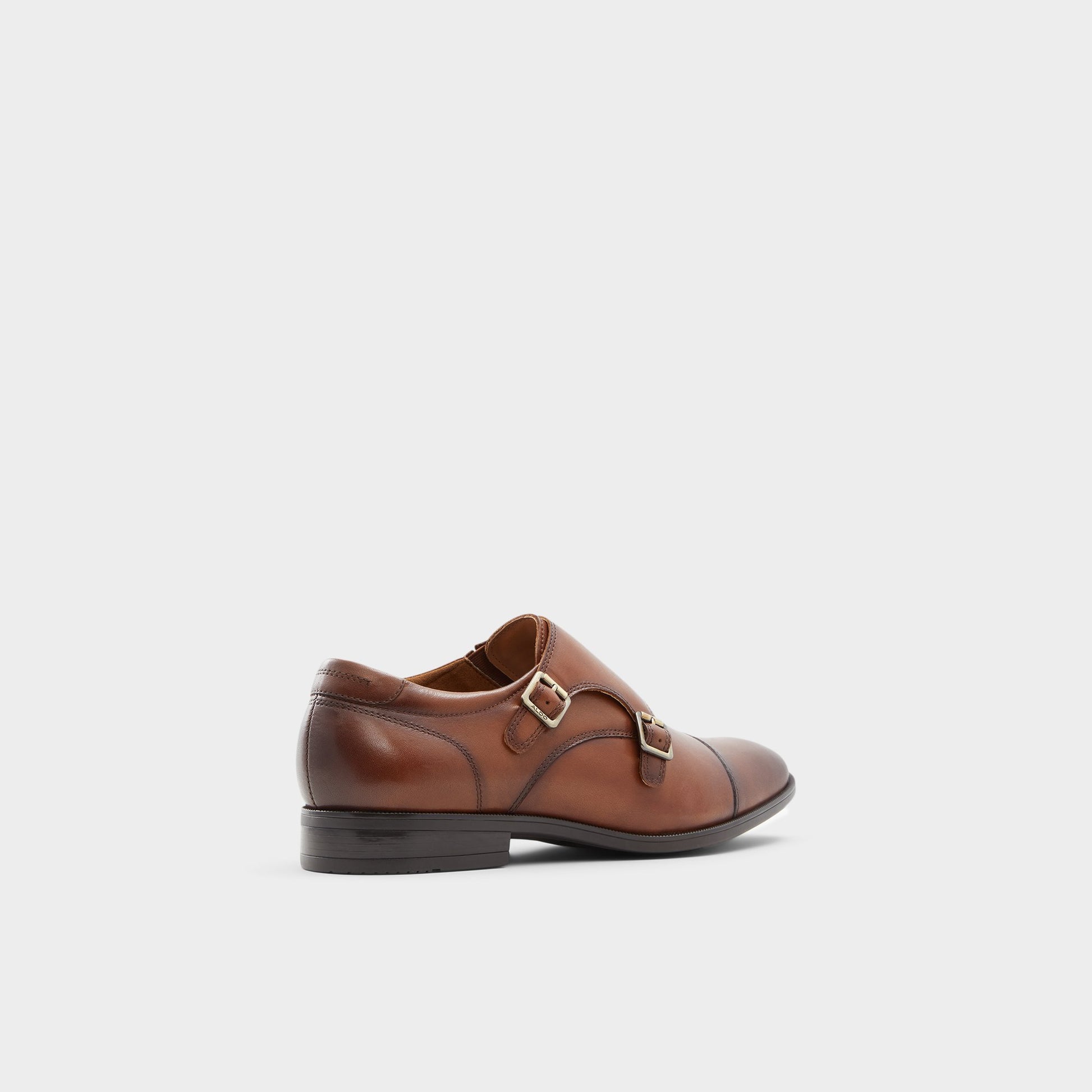 Angle de trois quarts de l'arrière de Cognac Holtlanflex Mocassin double boucle