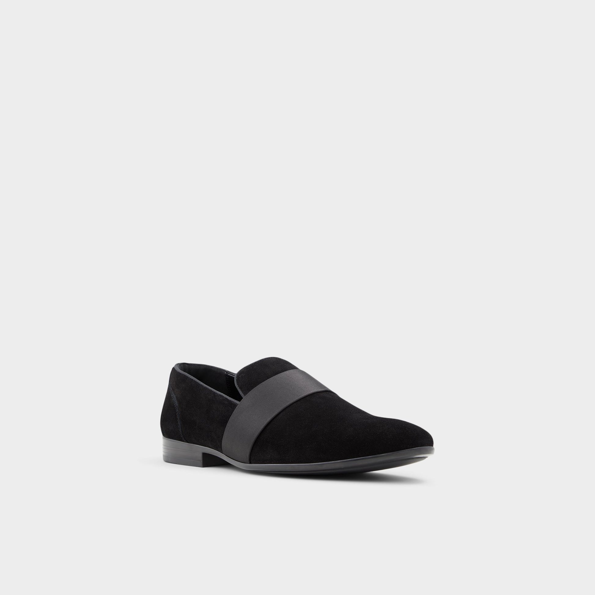 Three-quarter angle of Open Black Asaria Loafer's front side