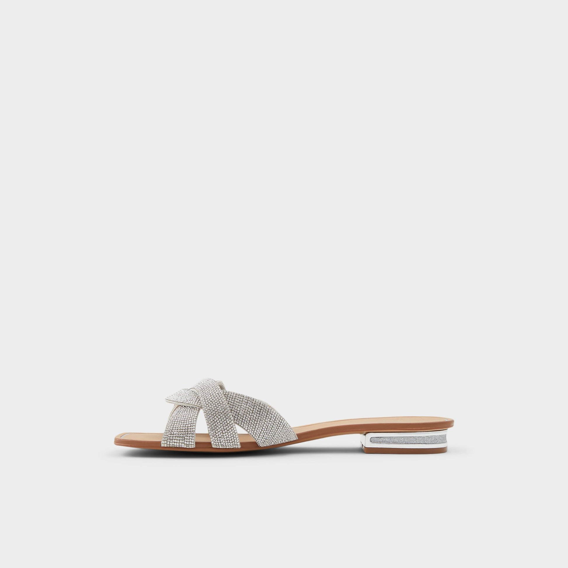 Side view of Silver Coredith Slide sandal